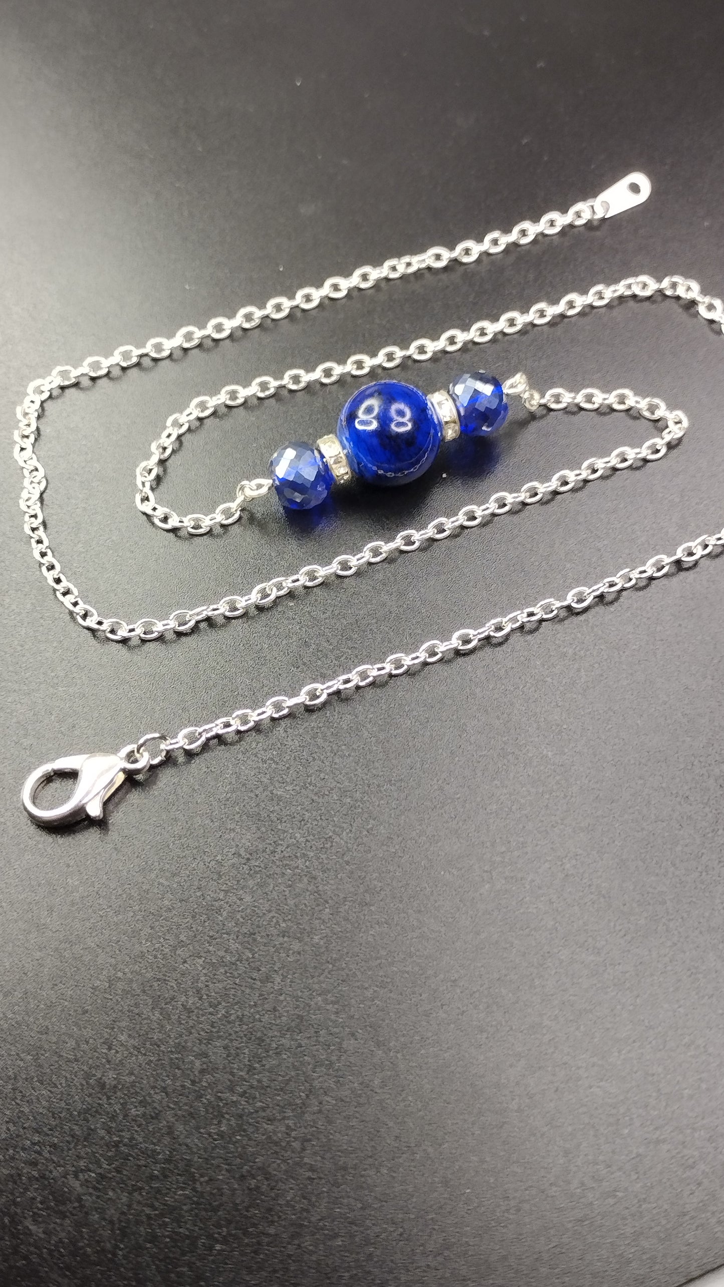 Blue Crystal Bar Necklace Pretty Pineapple Bead Pretty Pineapple Bead