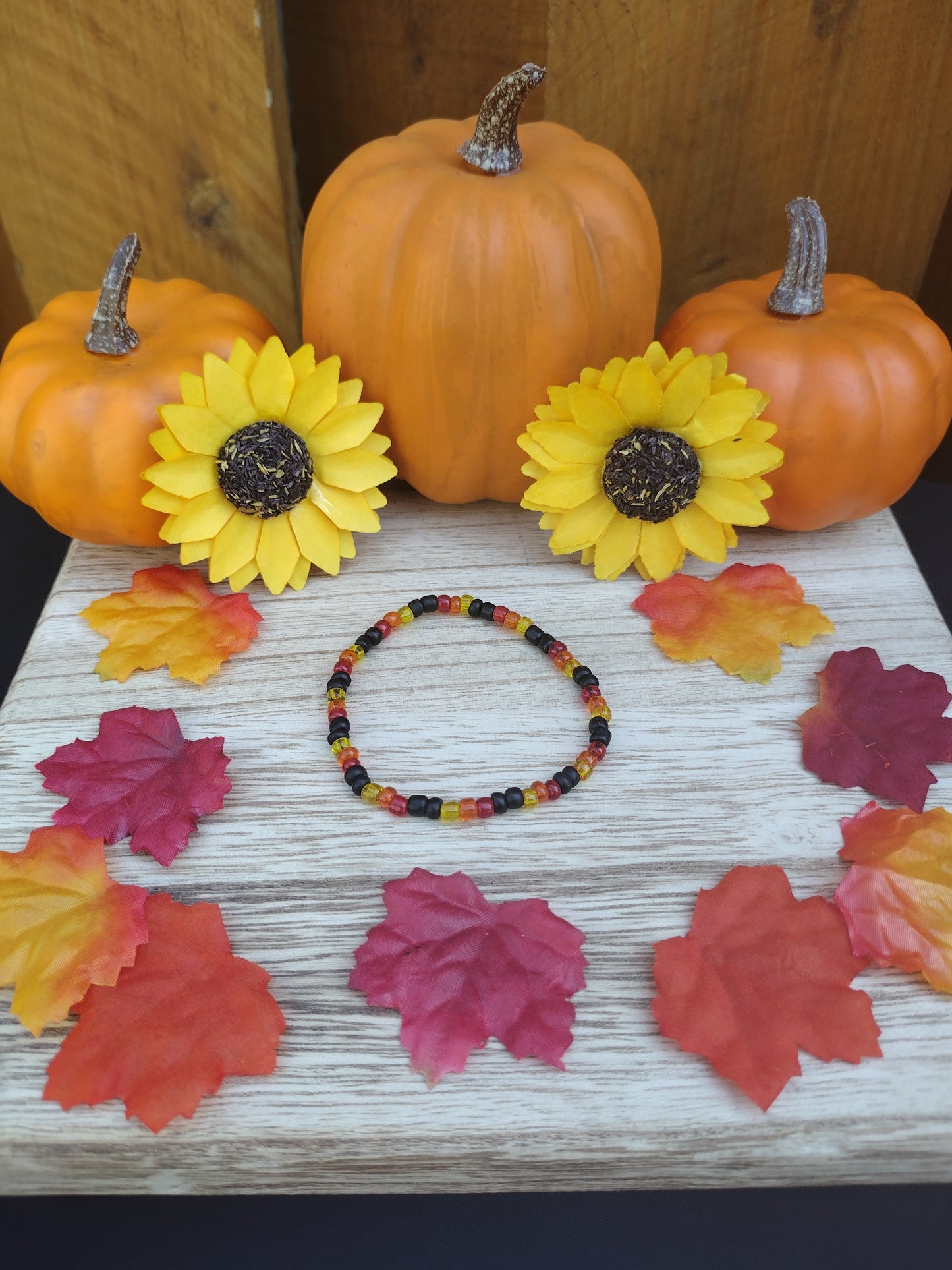 Fall Dark Colors Seed Bead Bracelet
