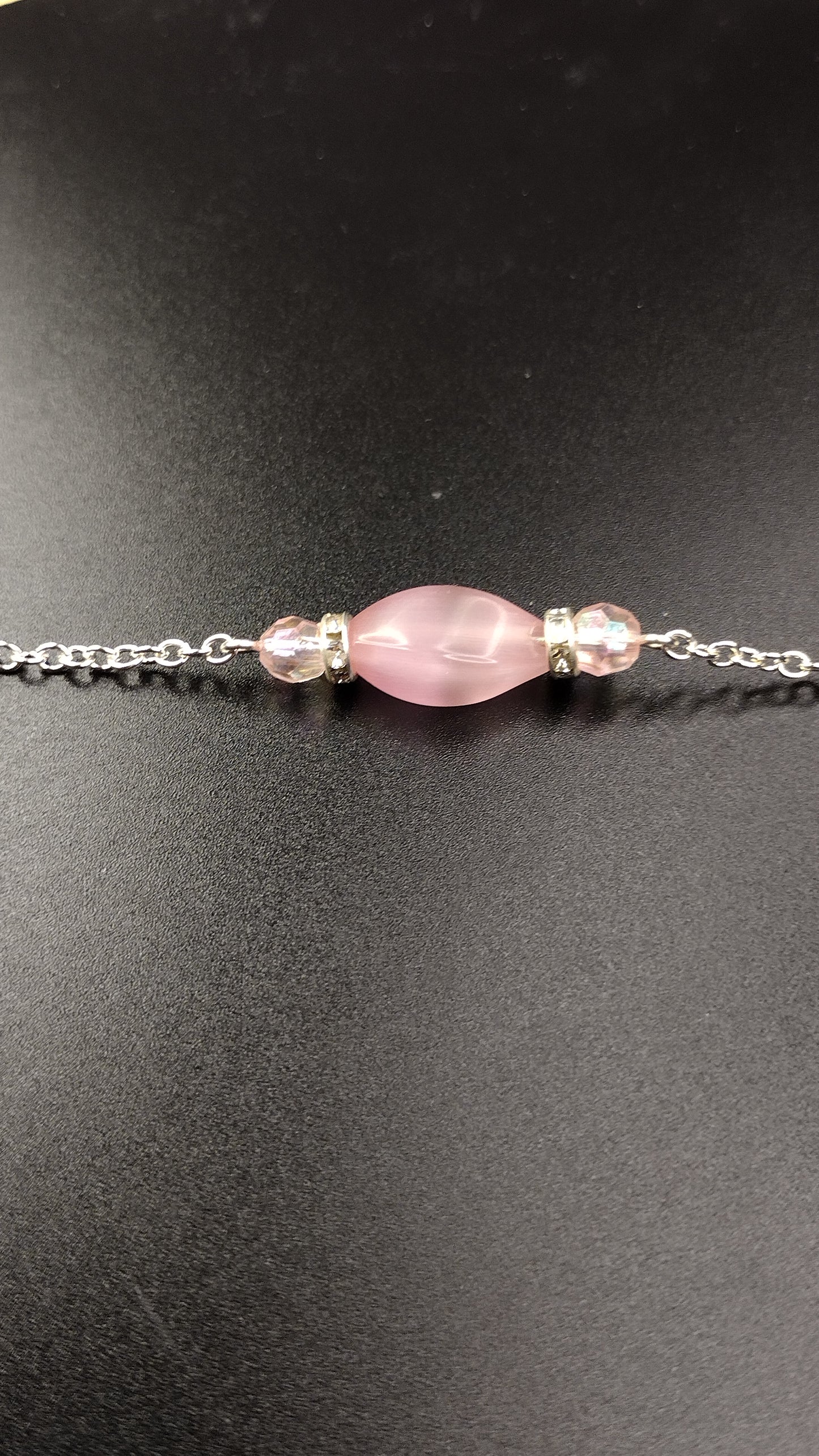 Pink Crystal Bar Necklace Pretty Pineapple Bead Pretty Pineapple Bead