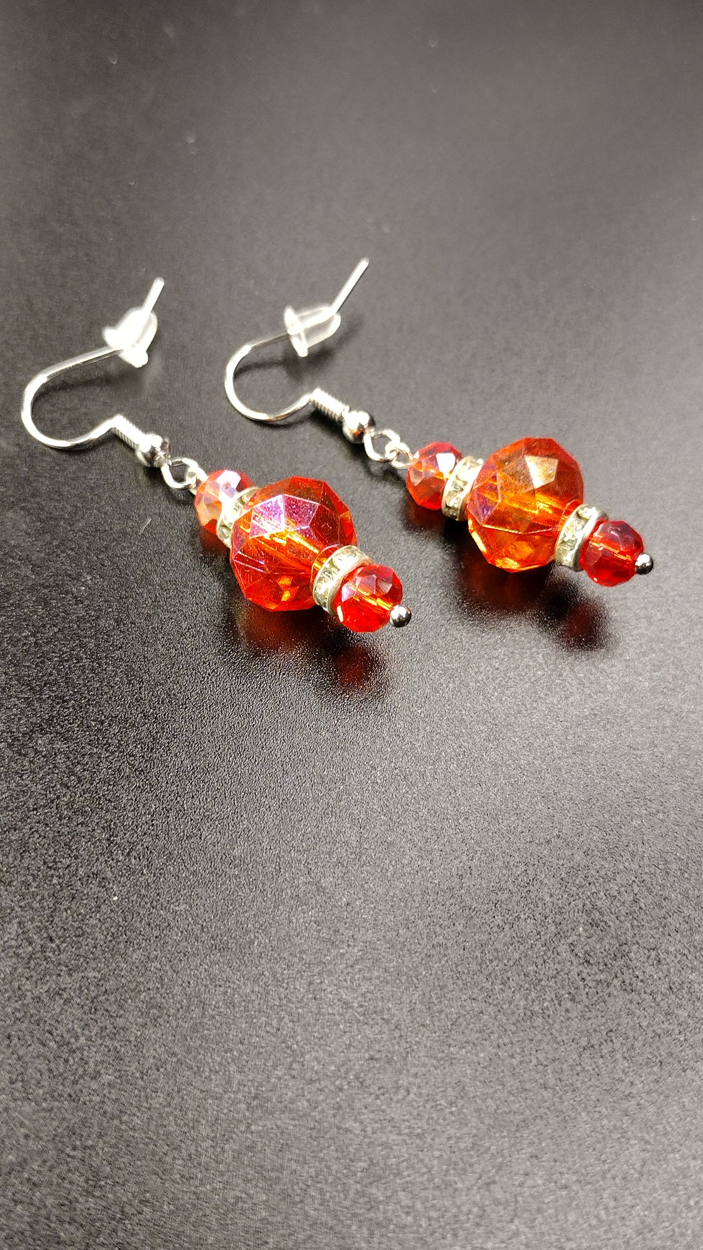 Red Crystal Bar Earrings Pretty Pineapple Bead Pretty Pineapple Bead
