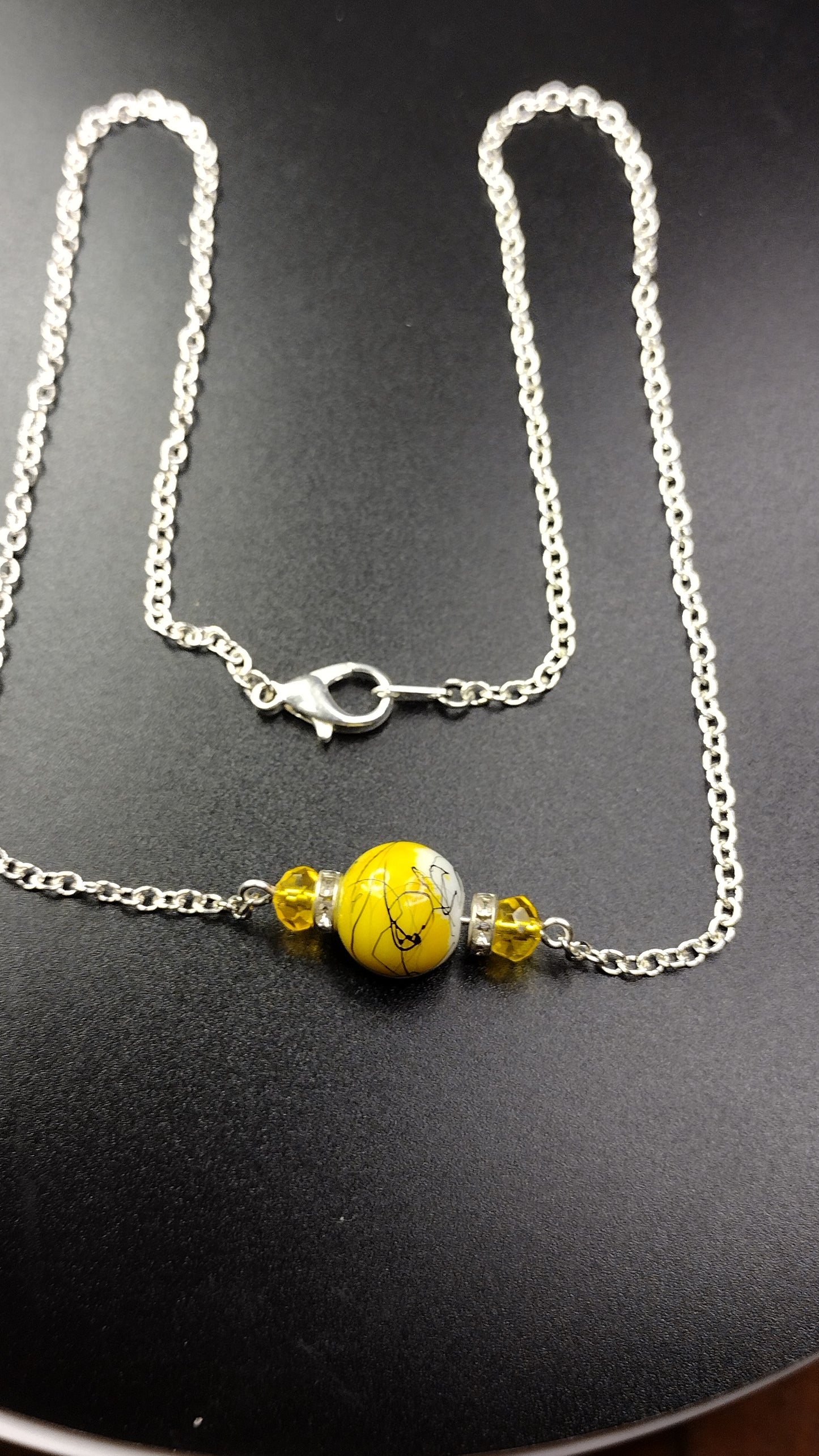 Yellow Crystal Bar Necklace Pretty Pineapple Bead Pretty Pineapple Bead