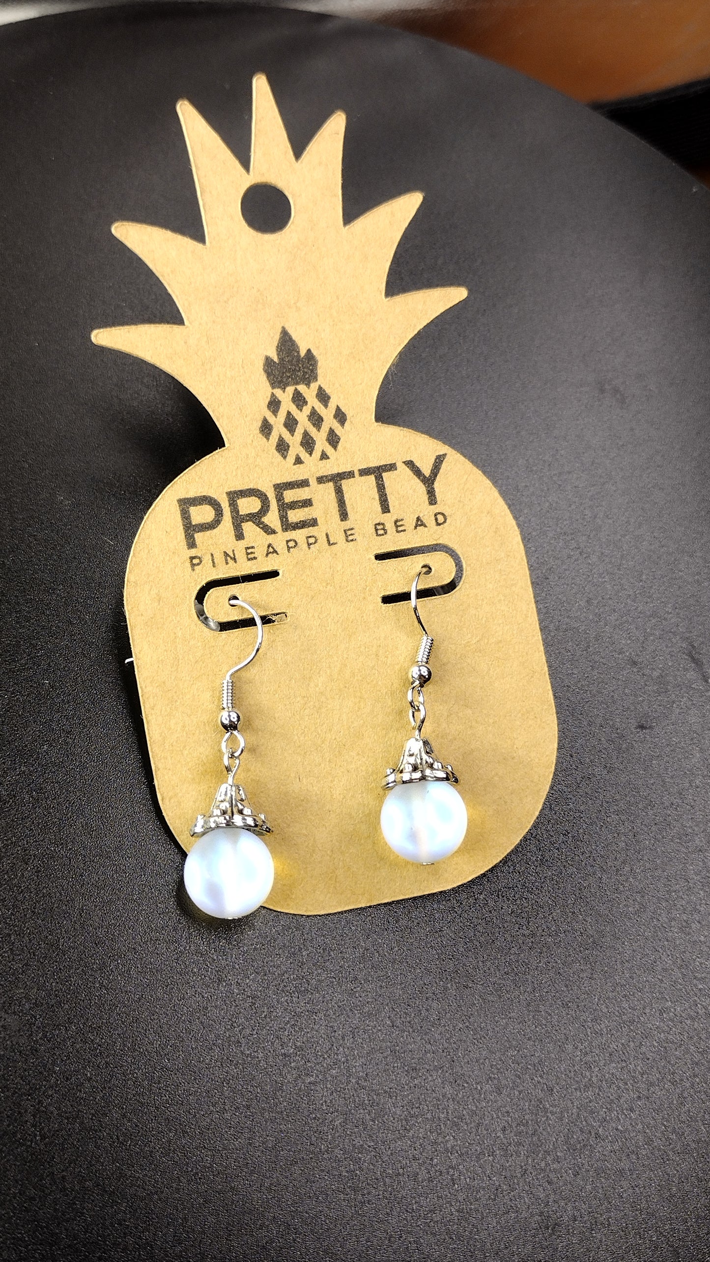 White Drop Earrings Pretty Pineapple Bead Pretty Pineapple Bead