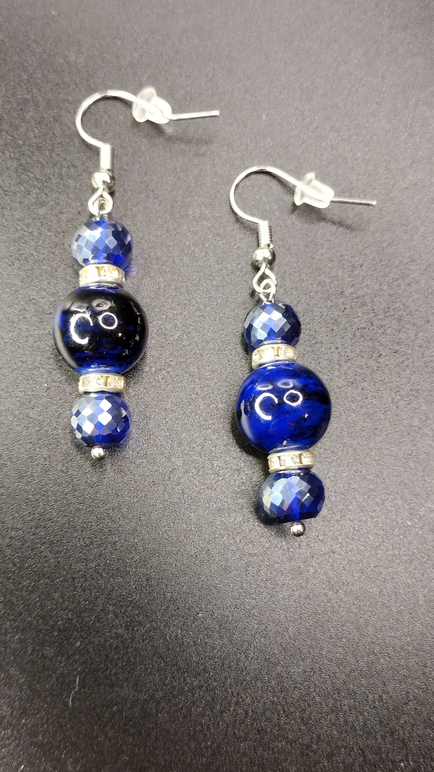 Blue Crystal Bar Earrings Pretty Pineapple Bead Pretty Pineapple Bead