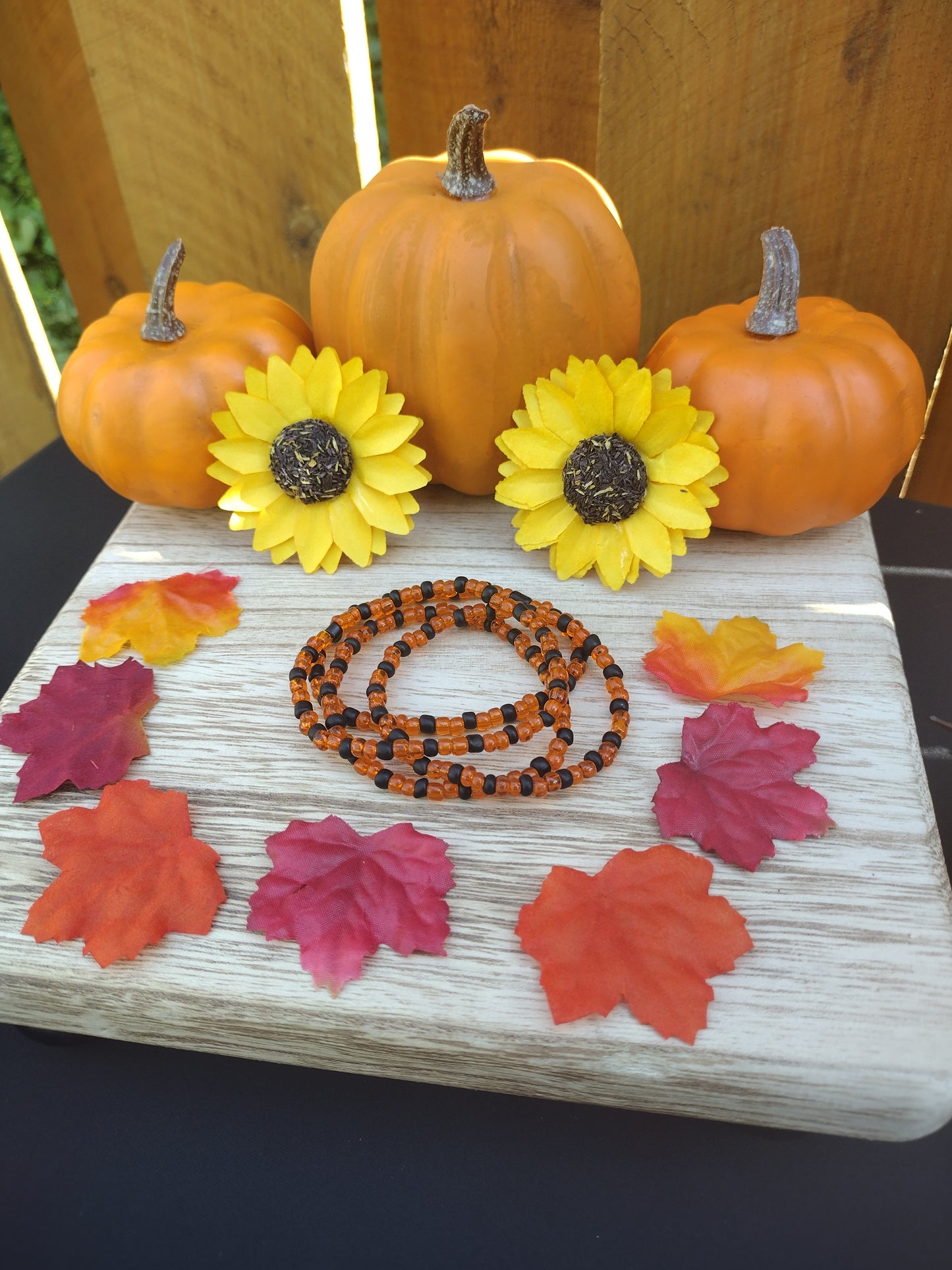Orange & Black Seed Bead Bracelet Pretty Pineapple Bead Pretty Pineapple Bead