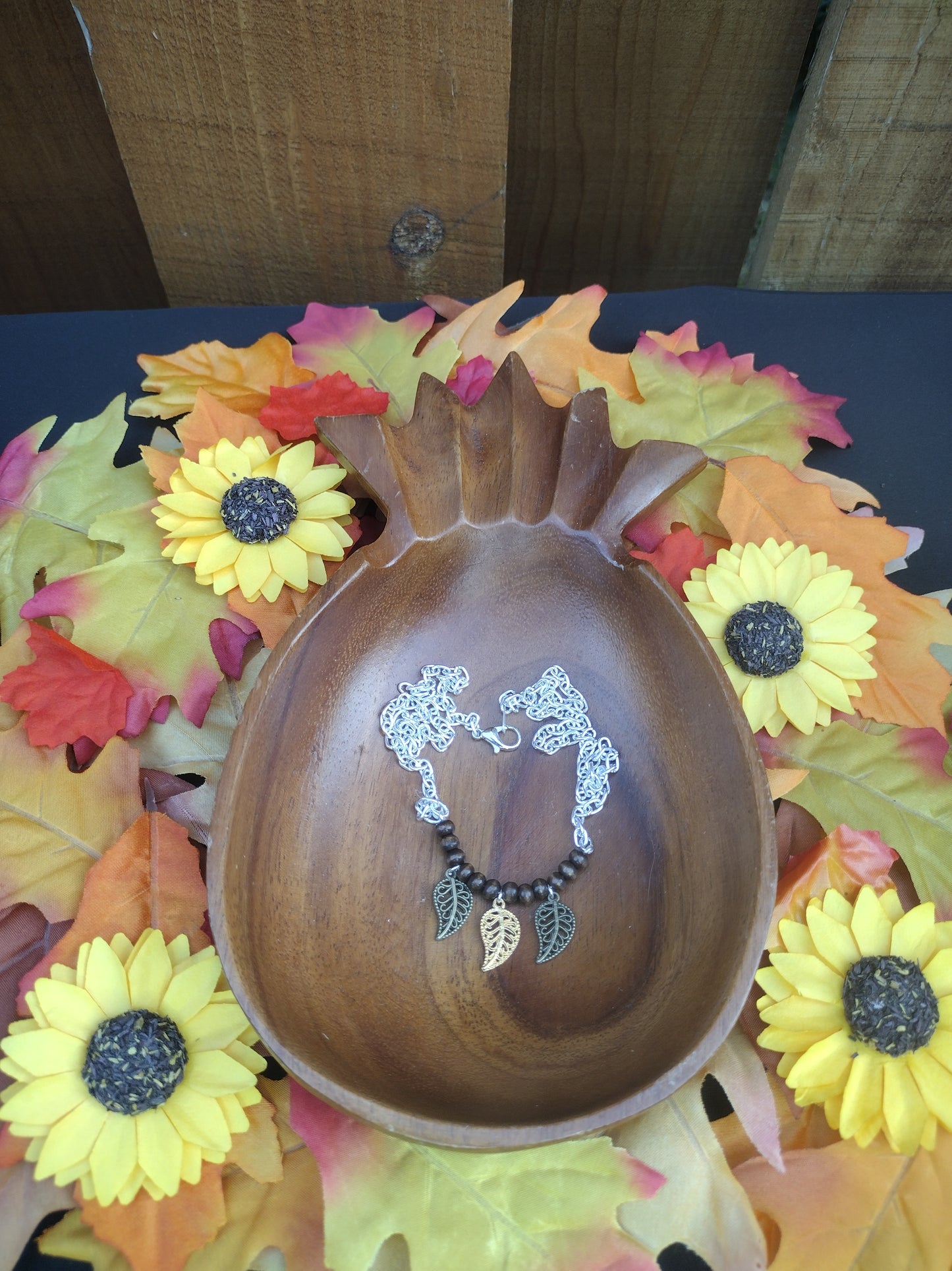 Mixed Metal Leaves Necklace