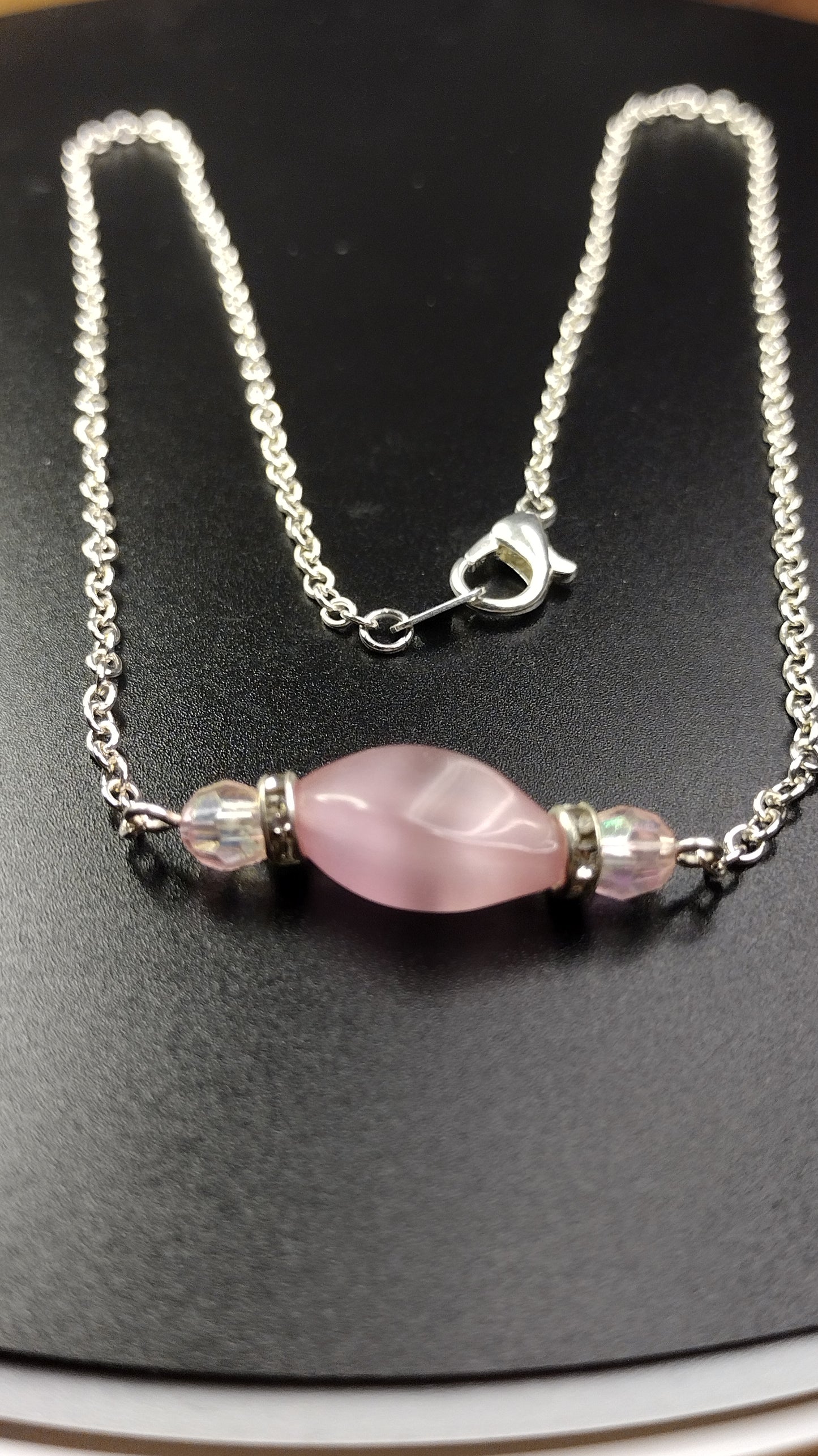 Pink Crystal Bar Necklace Pretty Pineapple Bead Pretty Pineapple Bead