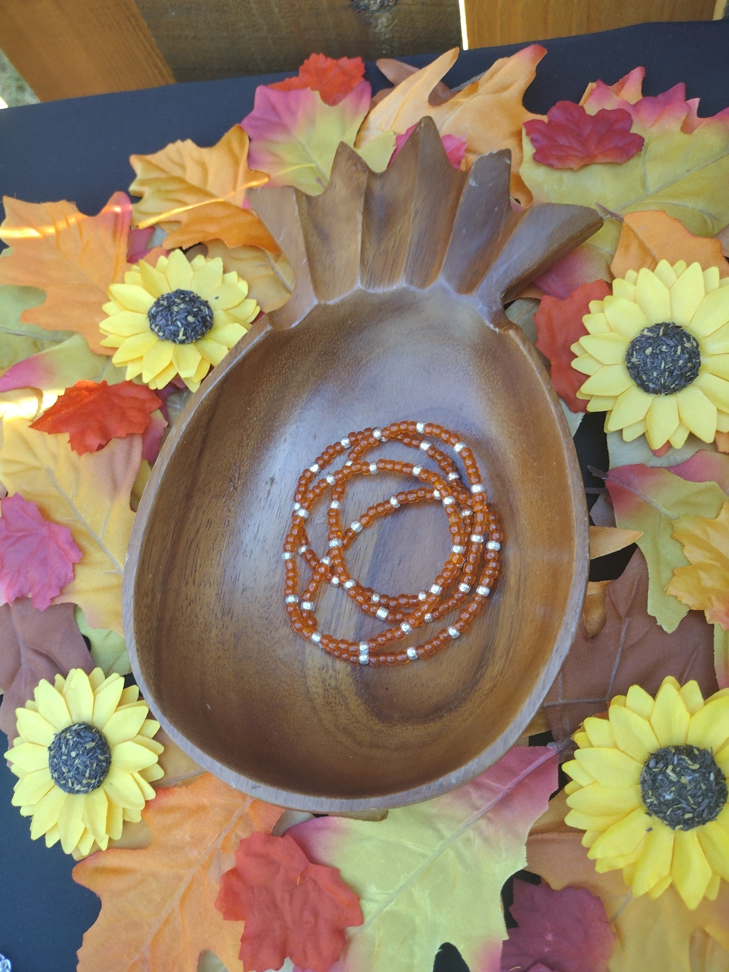 Orange Seed Bead Bracelet Pretty Pineapple Bead Pretty Pineapple Bead