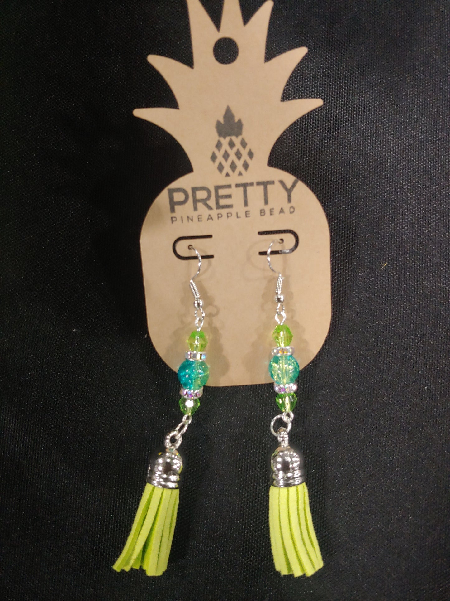 Green Tassel Earrings Prettypineapplebead Prettypineapplebead