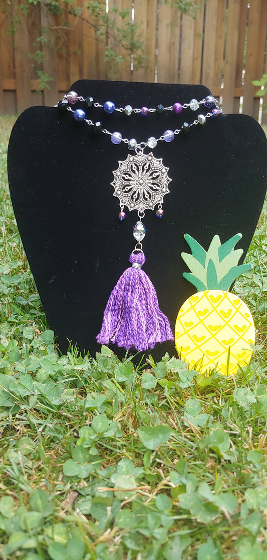 Mandala Tassel Beaded Necklace Prettypineapplebead Prettypineapplebead