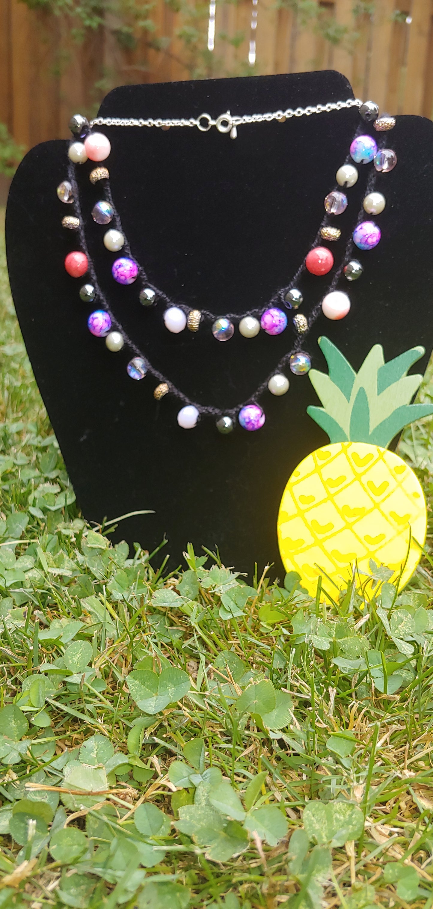 Crochet Beaded Chain Necklace Prettypineapplebead Prettypineapplebead