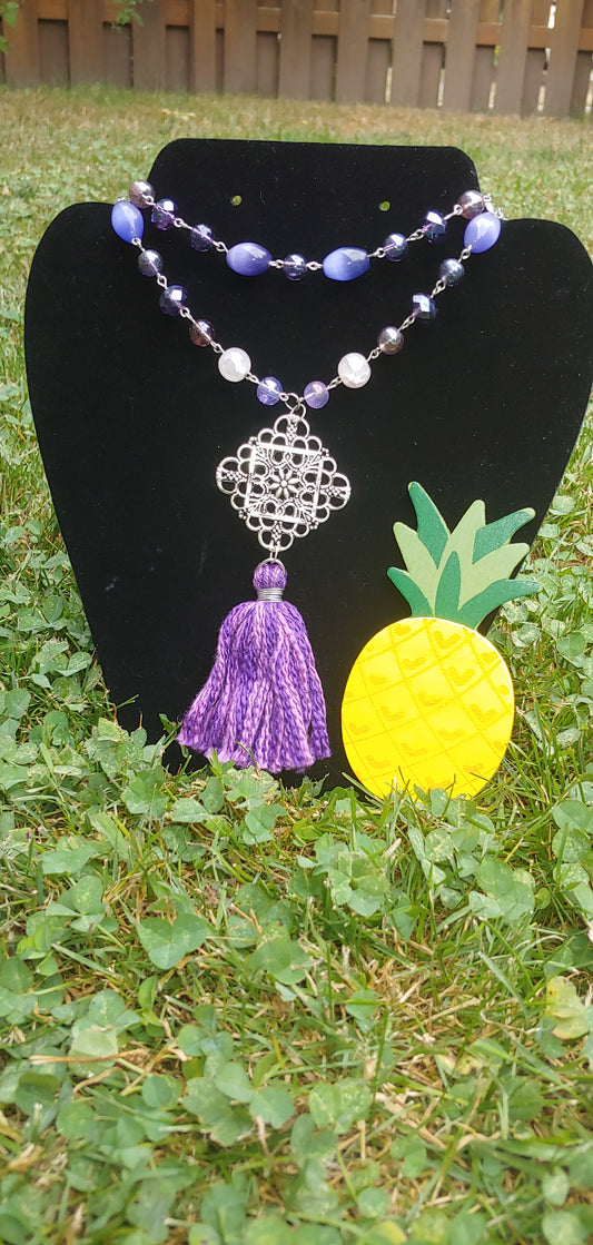 Filigree Tassel Beaded Necklace Prettypineapplebead Prettypineapplebead