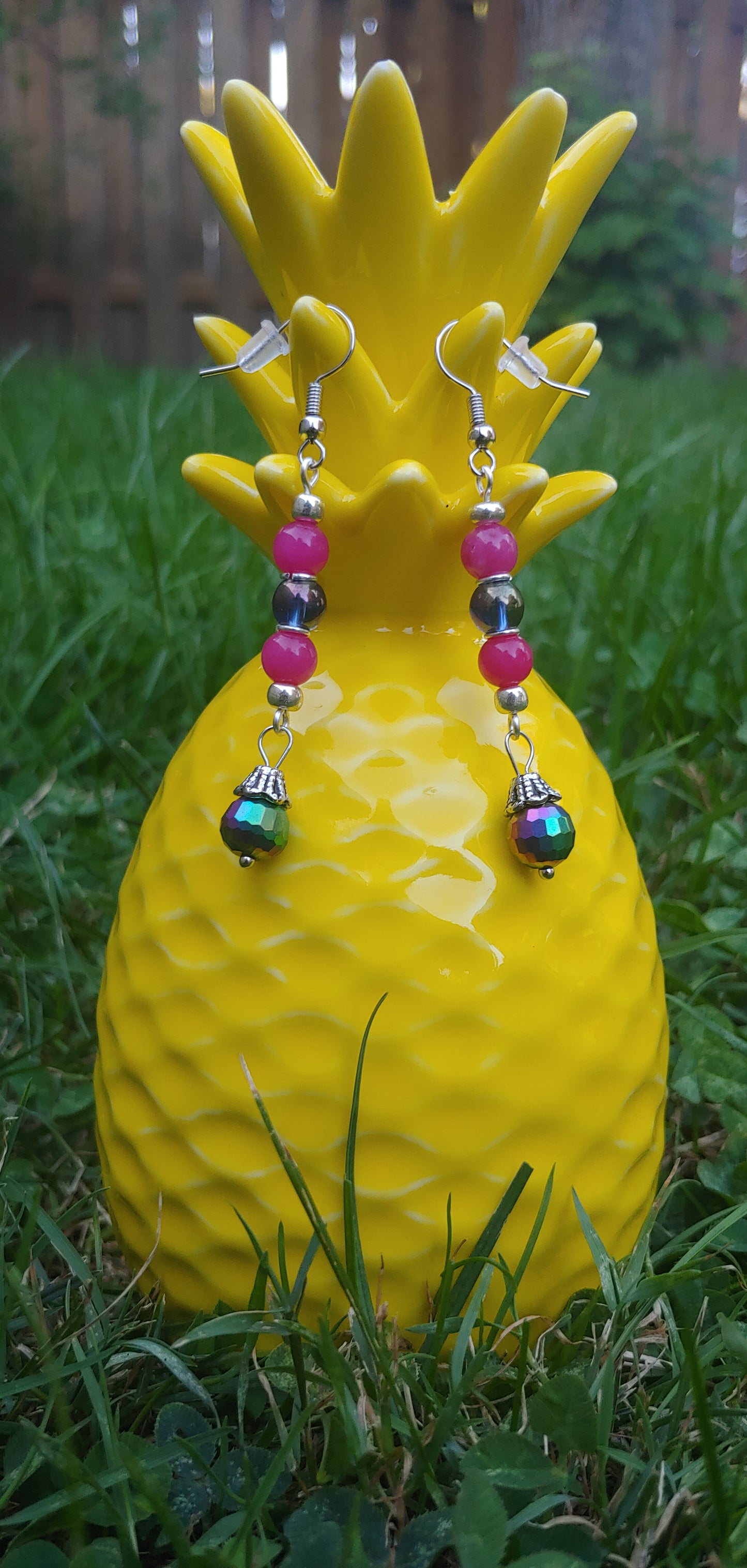 Pink & Purple Chroma Earrings Prettypineapplebead Prettypineapplebead