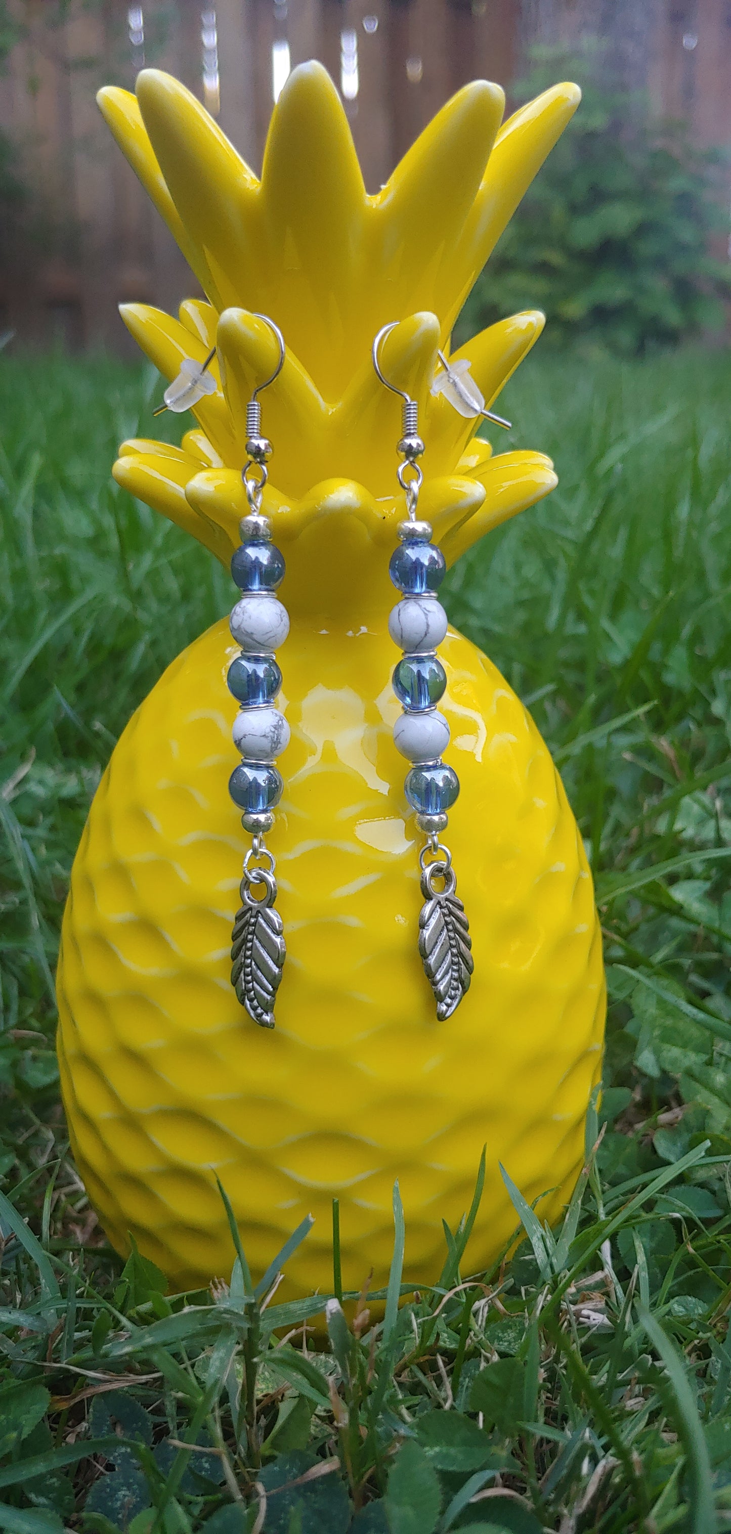 Blue Feather Earrings Prettypineapplebead Prettypineapplebead