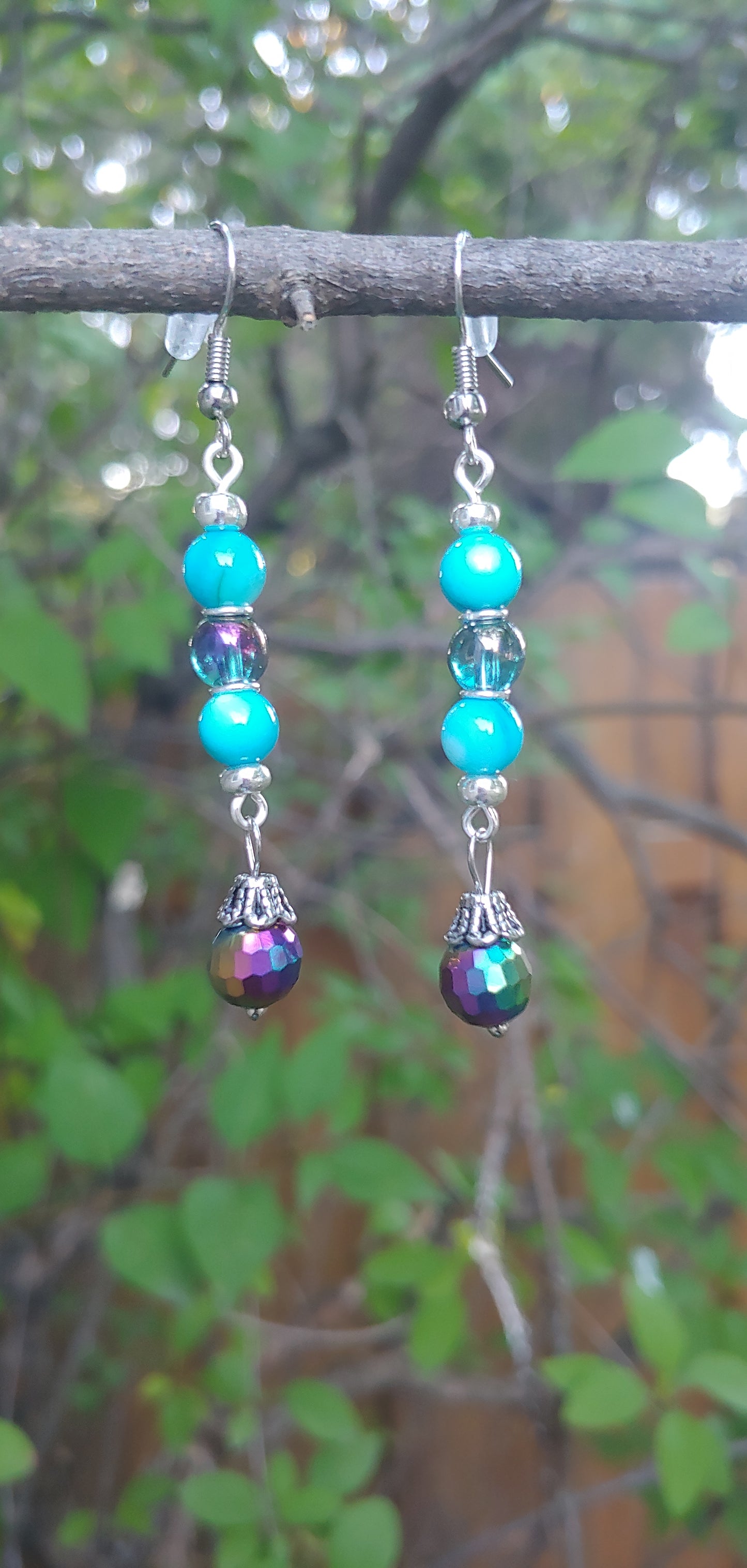 Teal & Purple Chroma Earrings Prettypineapplebead Prettypineapplebead