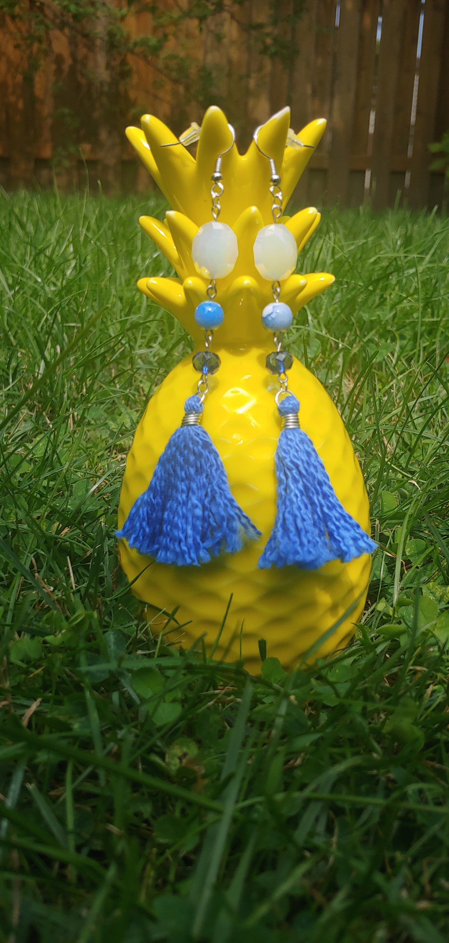 Blue Tassel Earrings Prettypineapplebead Prettypineapplebead