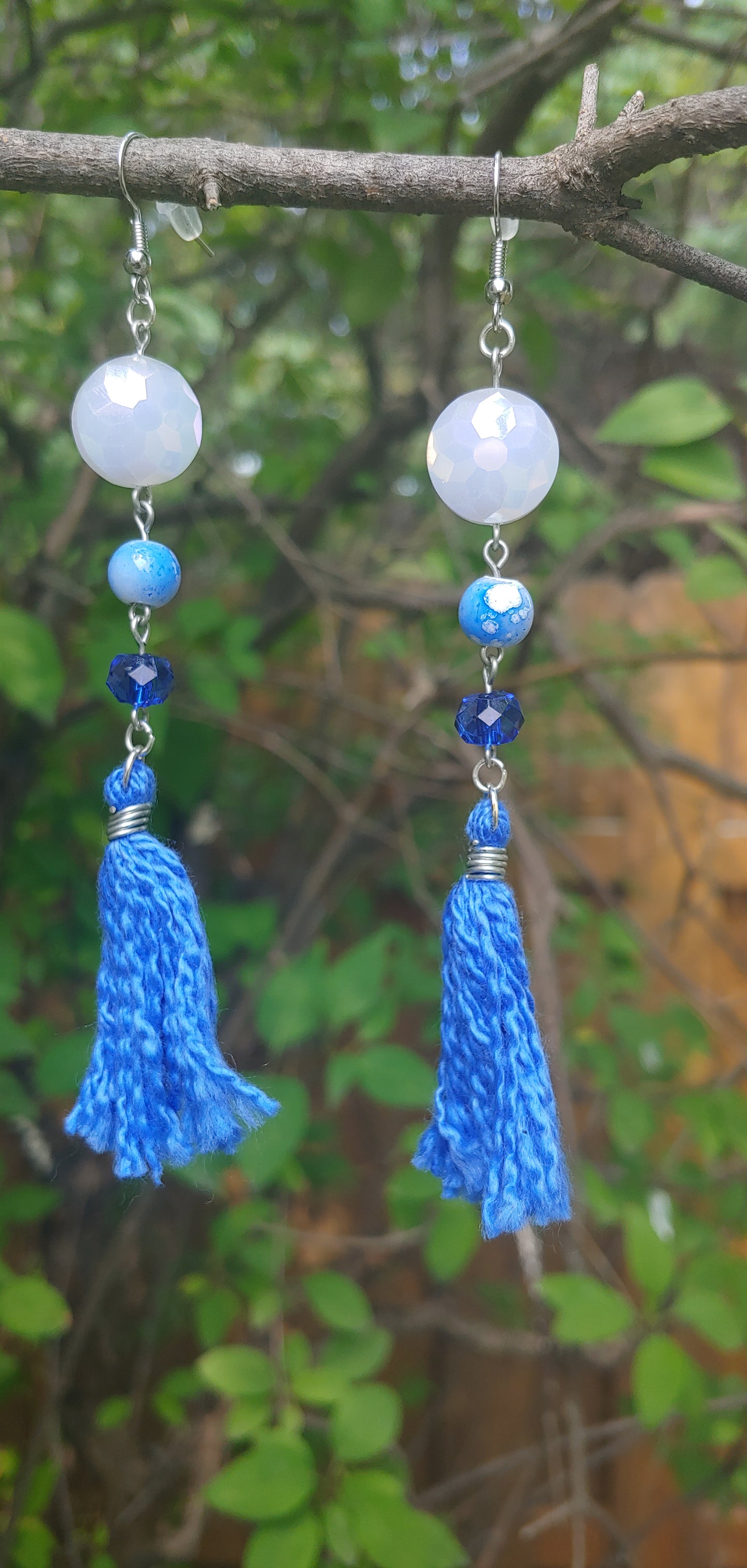 Blue Tassel Earrings Prettypineapplebead Prettypineapplebead