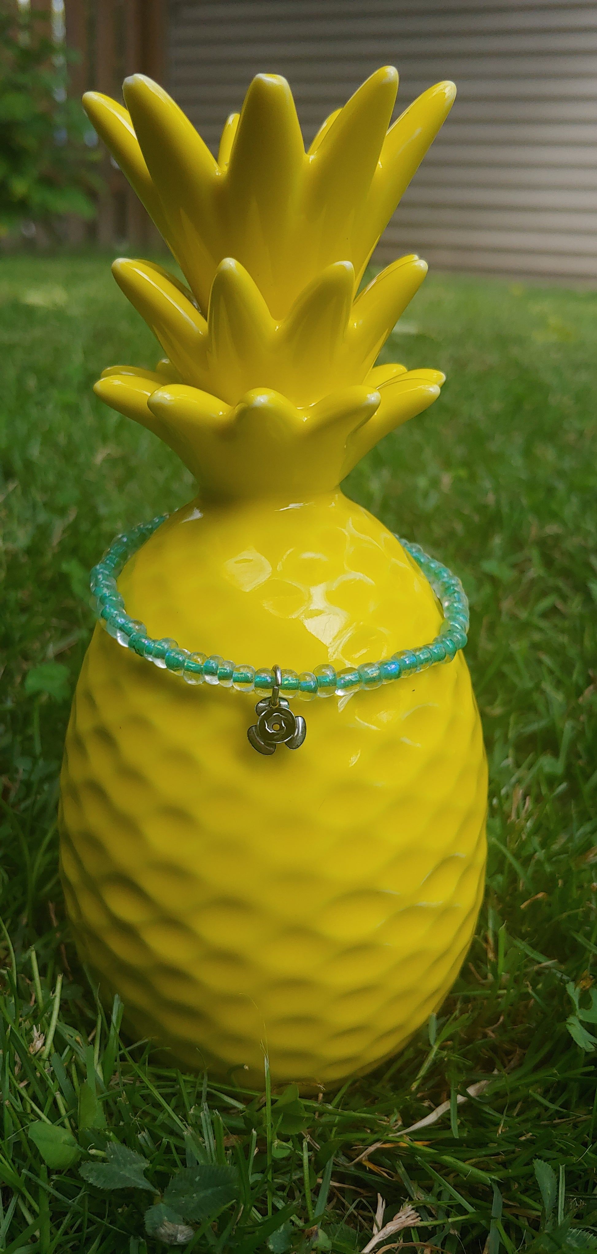 Teal Flower Stretch Bracelet Prettypineapplebead Prettypineapplebead