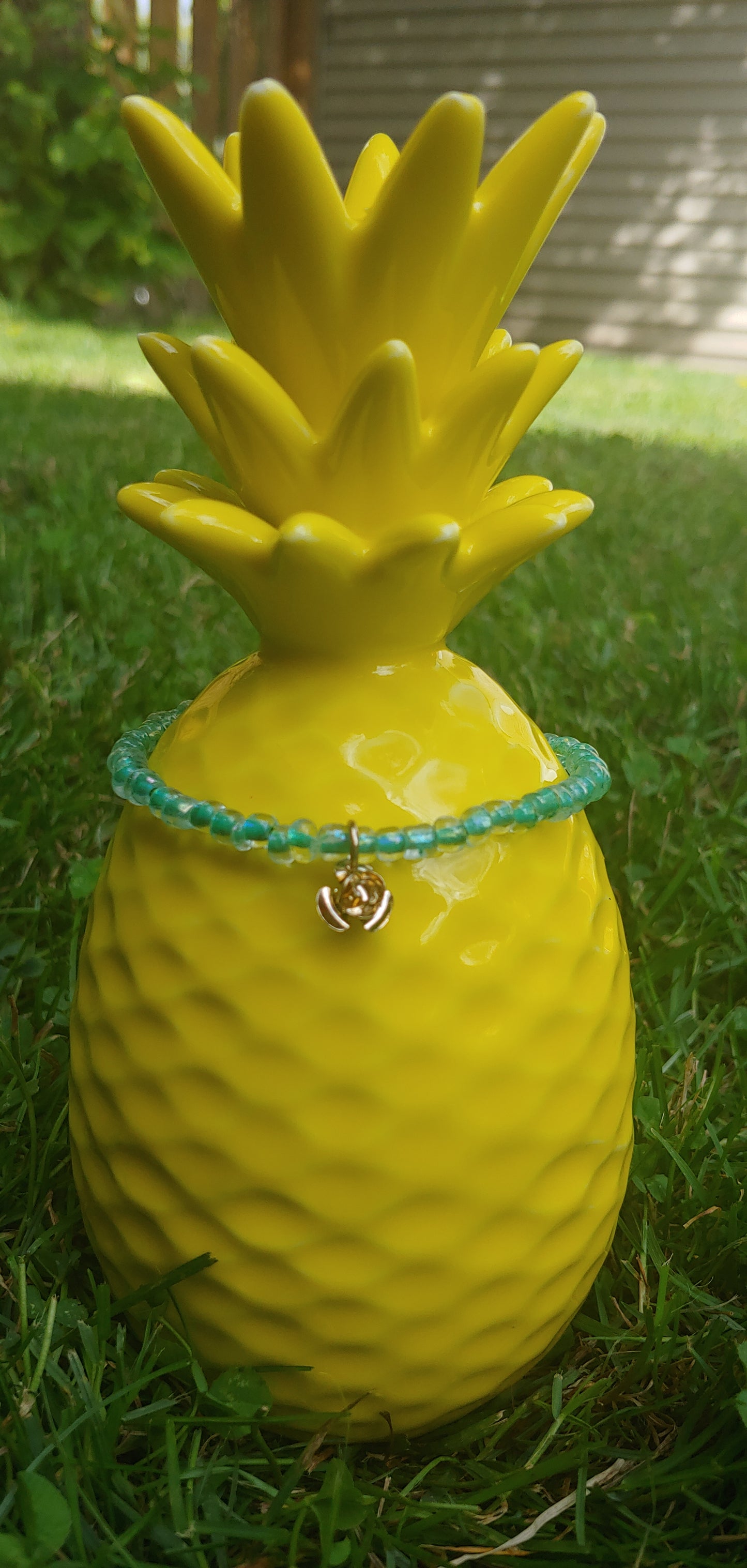 Teal Flower Stretch Bracelet Prettypineapplebead Prettypineapplebead