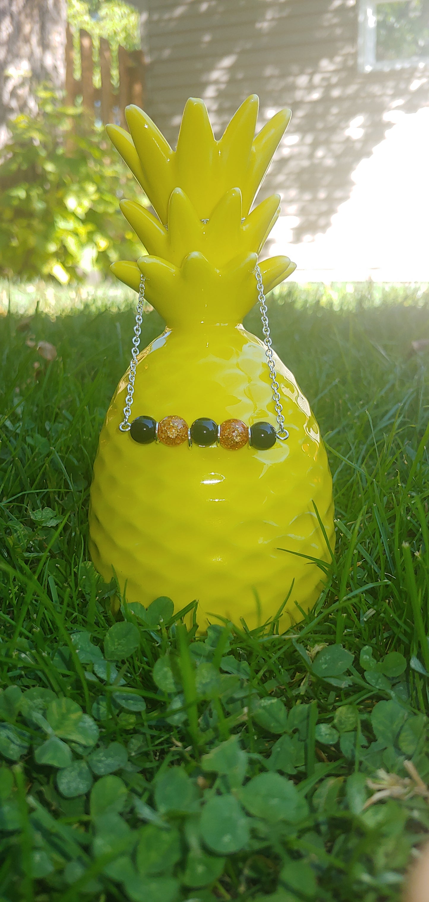 Orange & Black Bar Necklace Prettypineapplebead Prettypineapplebead
