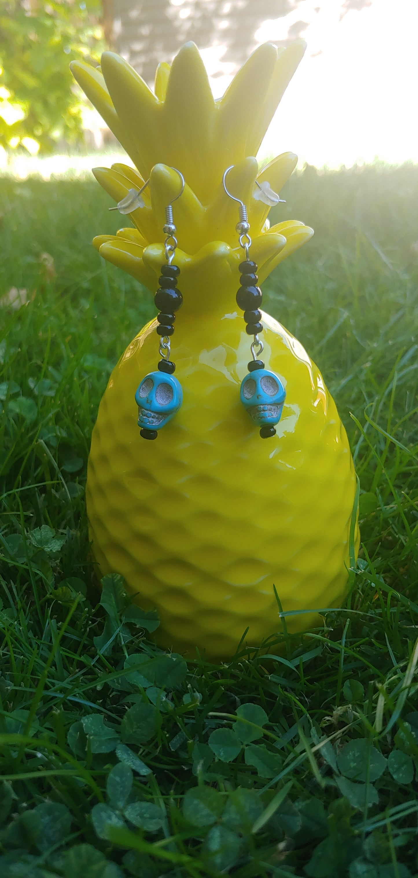 Teal Skull Earrings Prettypineapplebead Prettypineapplebead