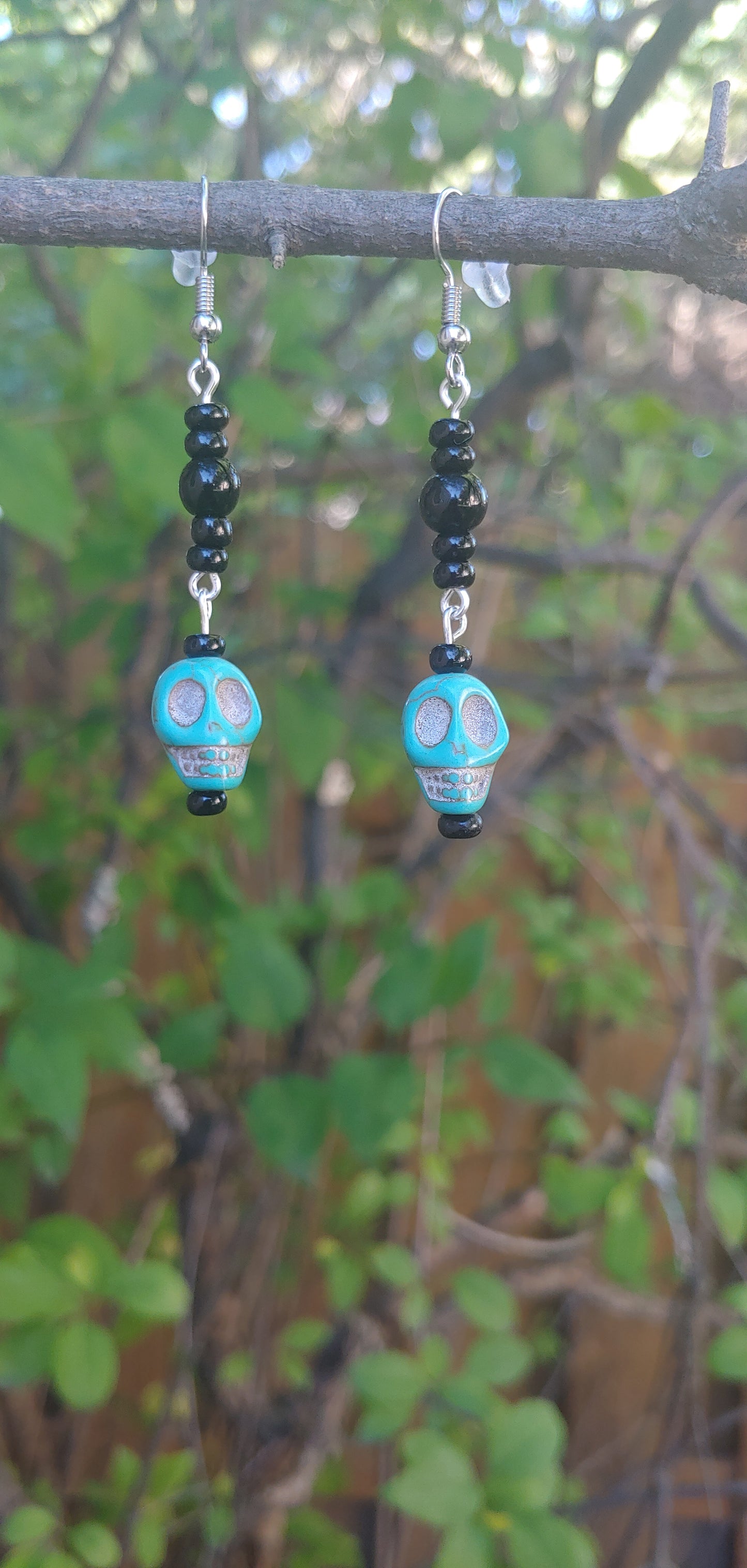 Teal Skull Earrings Prettypineapplebead Prettypineapplebead