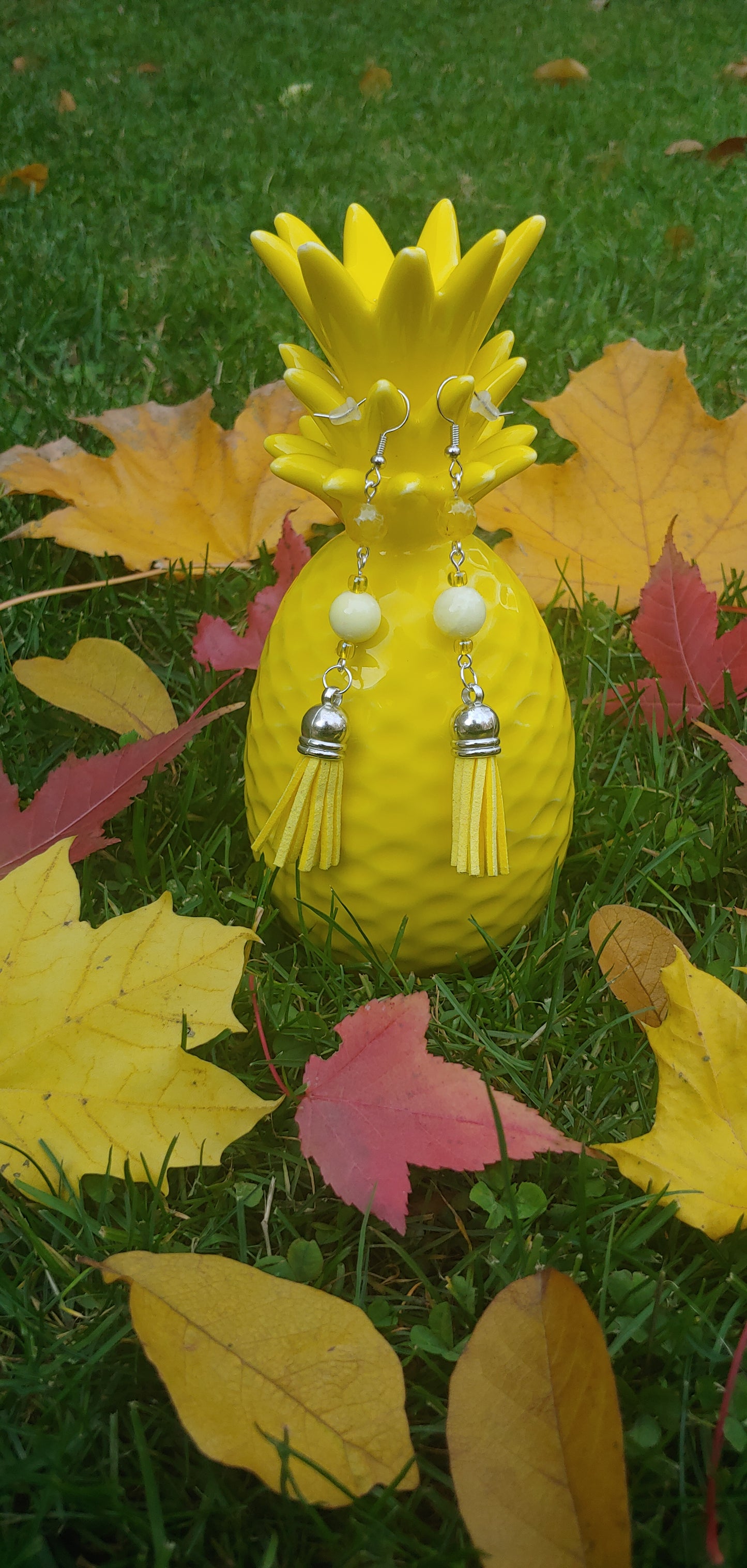 Yellow Tassel Earrings Prettypineapplebead Prettypineapplebead
