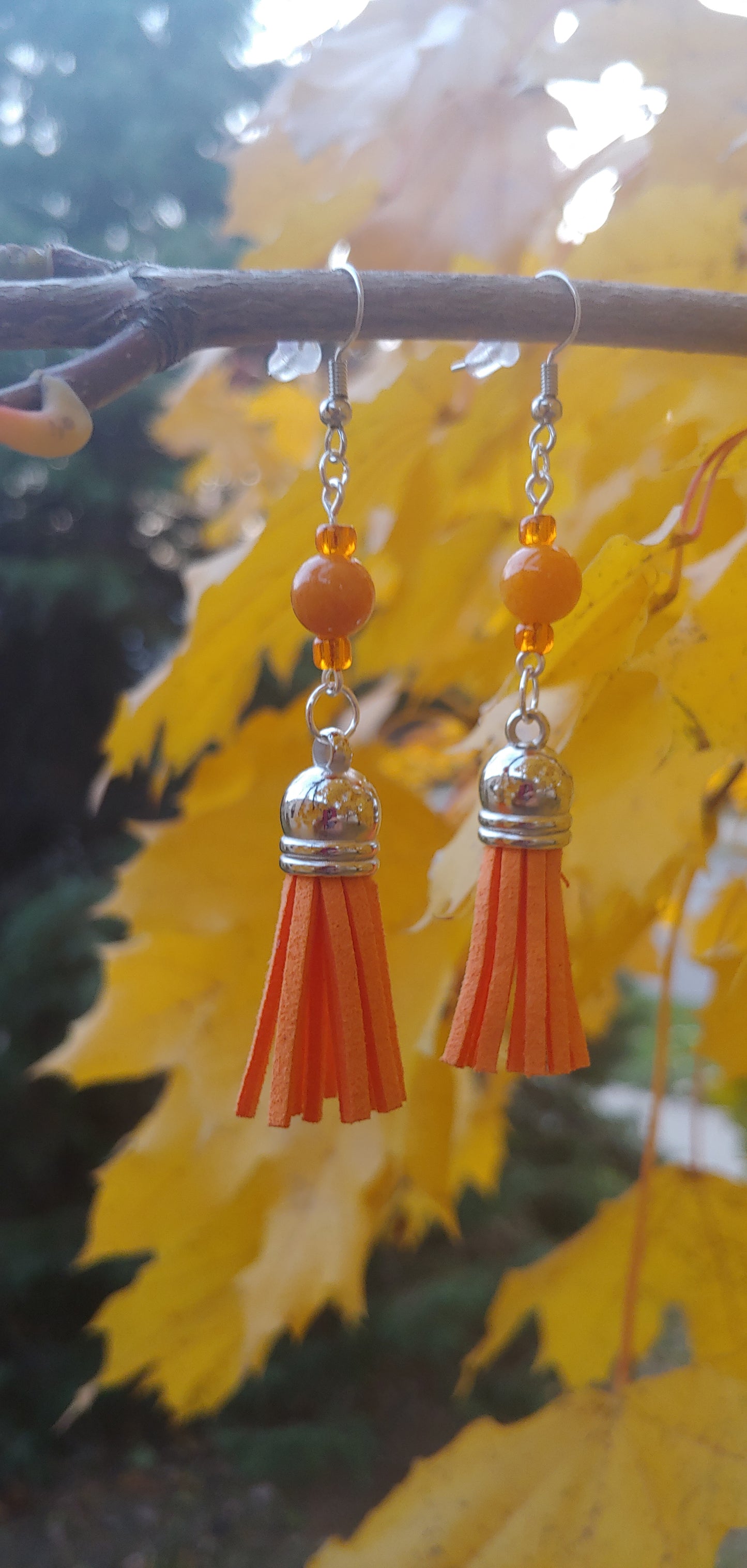 Orange Tassel Earrings Prettypineapplebead Prettypineapplebead