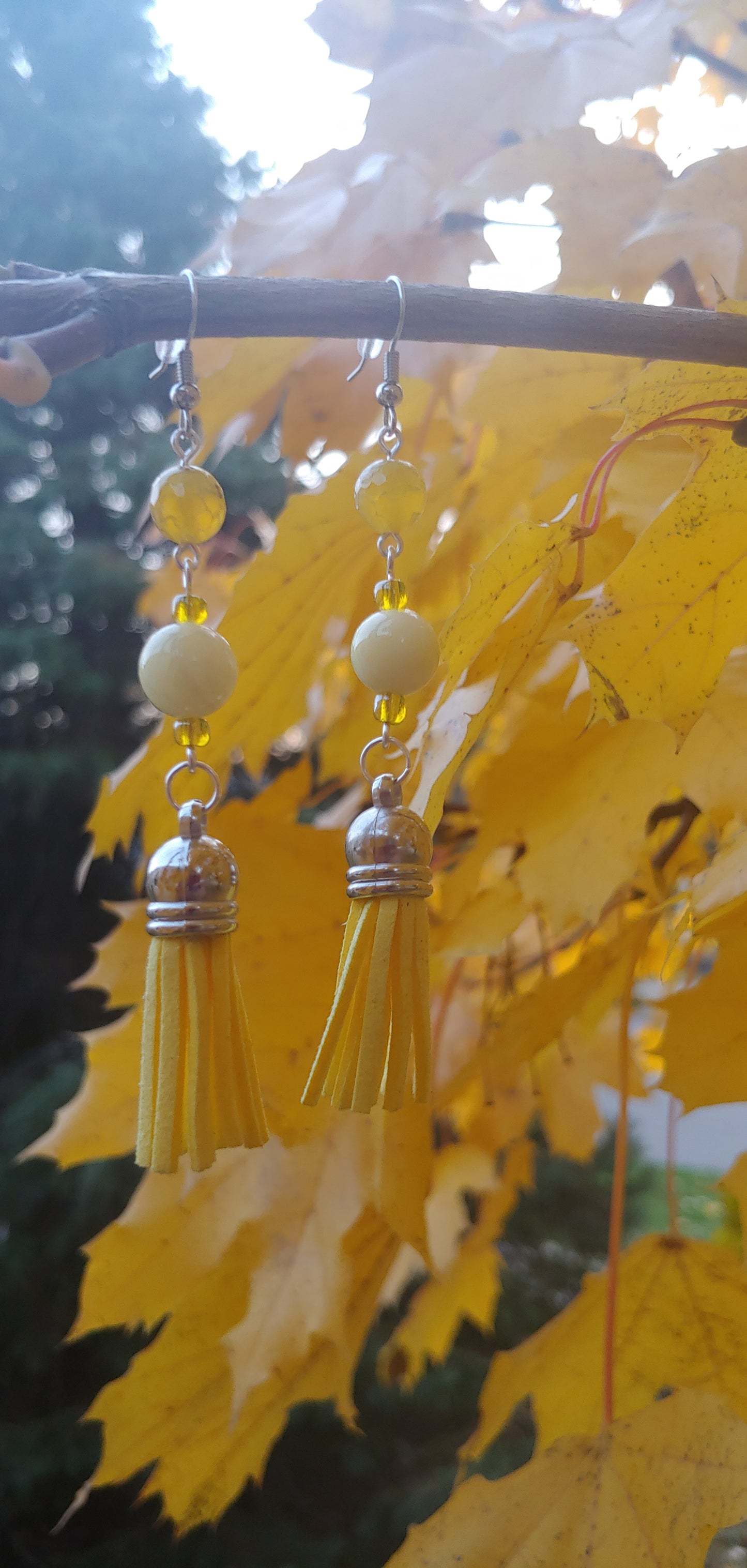Yellow Tassel Earrings Prettypineapplebead Prettypineapplebead