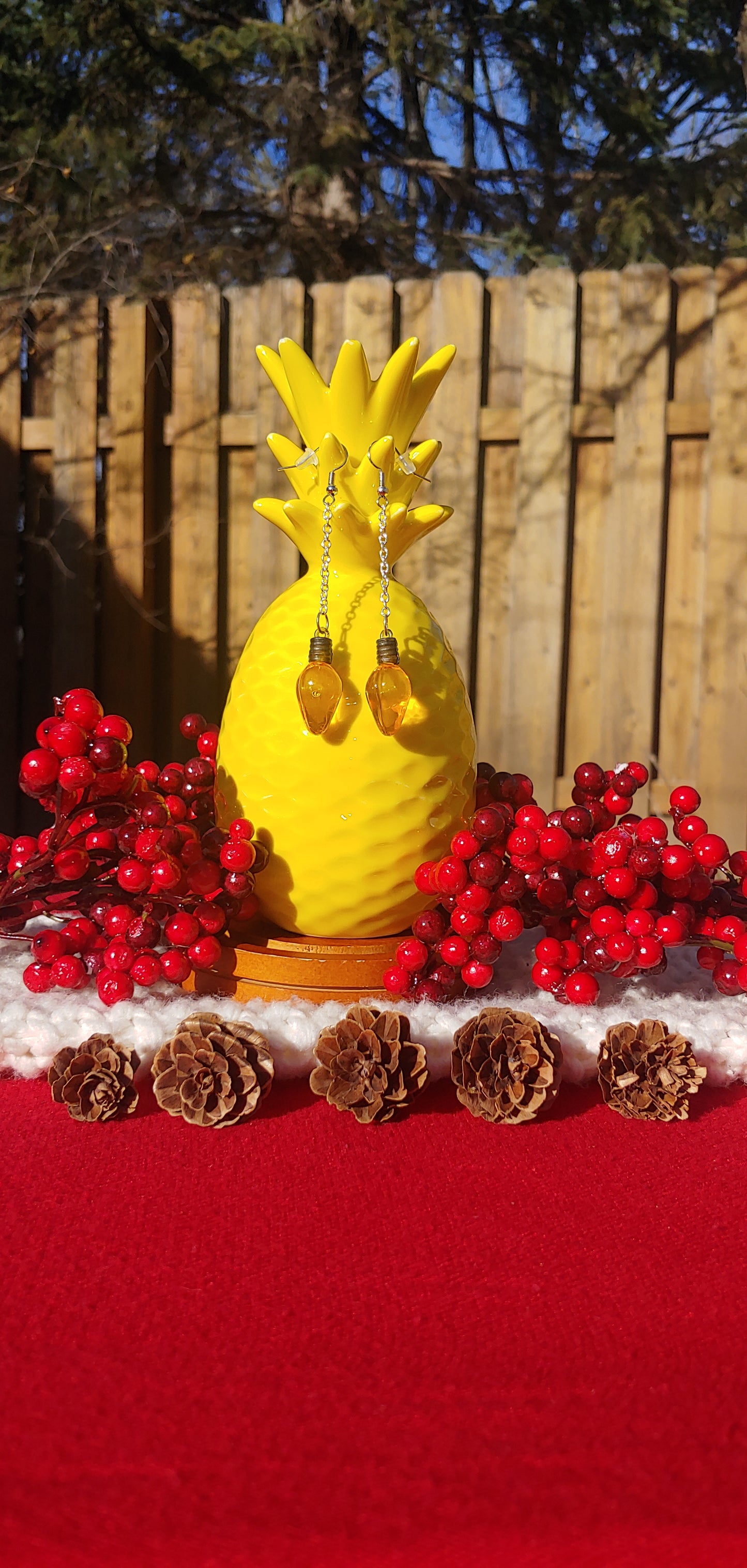 Yellow Christmas Bulb Earrings Prettypineapplebead Prettypineapplebead