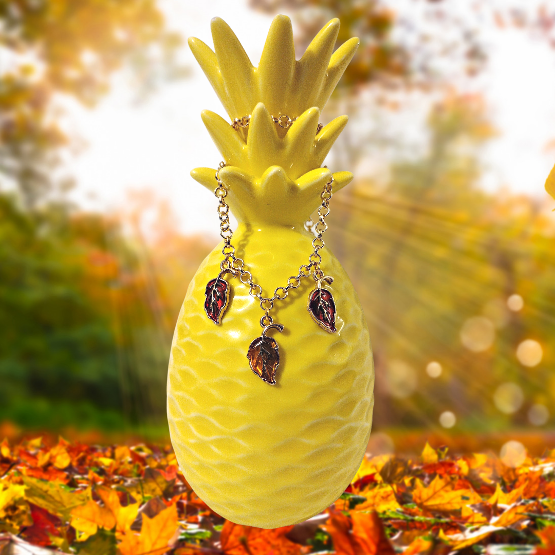 Red & Yellow Falling Leaves Necklace
