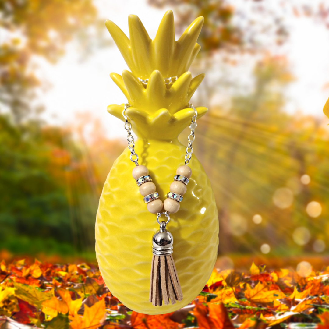 Beige Tassel Necklace Pretty Pineapple Bead Pretty Pineapple Bead