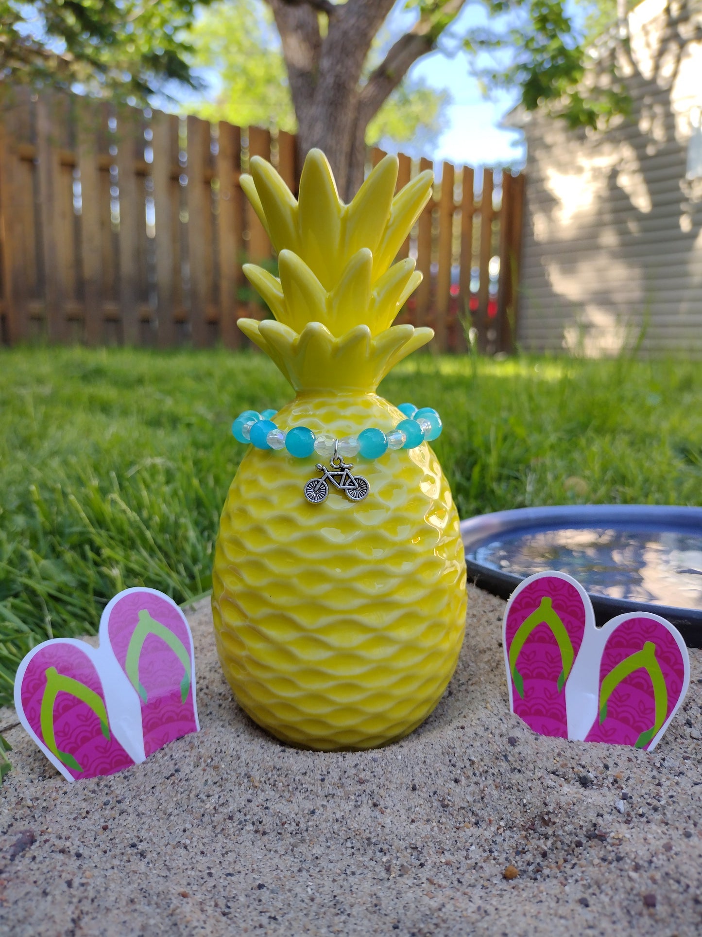 Blue Bicycle Bracelet Pretty Pineapple Bead Pretty Pineapple Bead