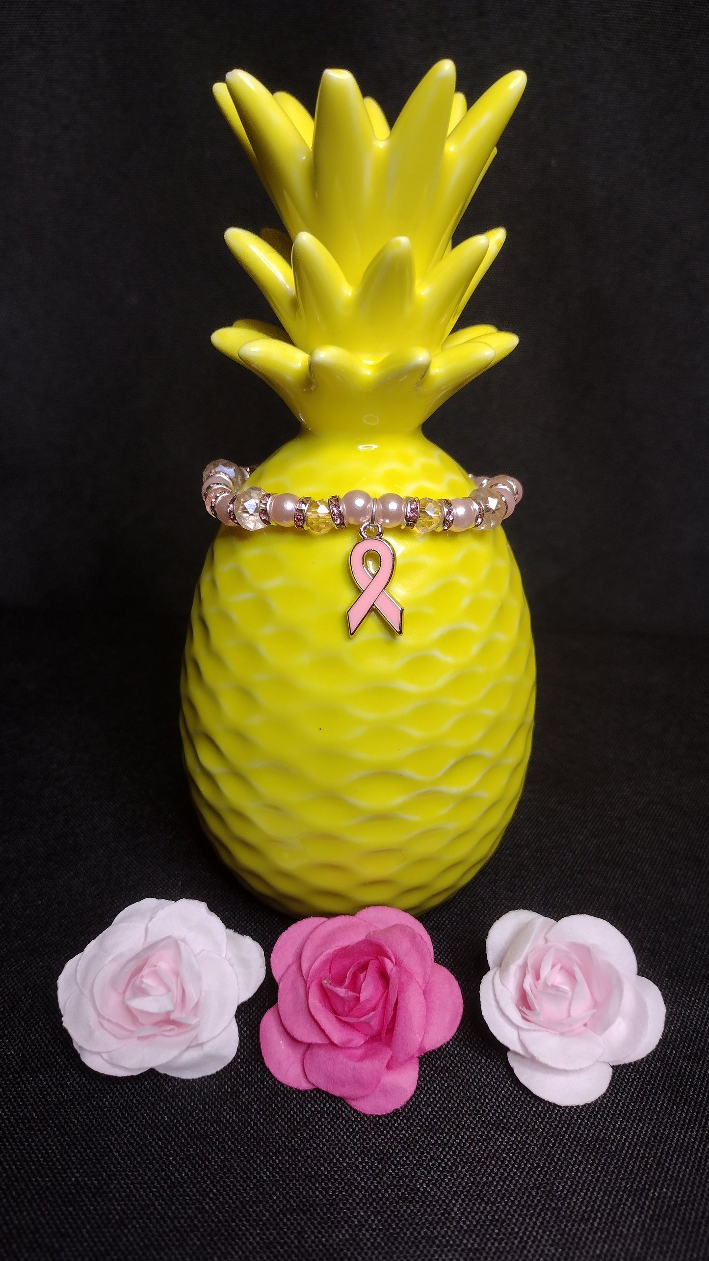 Pastel Pink Ribbon Bracelet Pretty Pineapple Bead Pretty Pineapple Bead