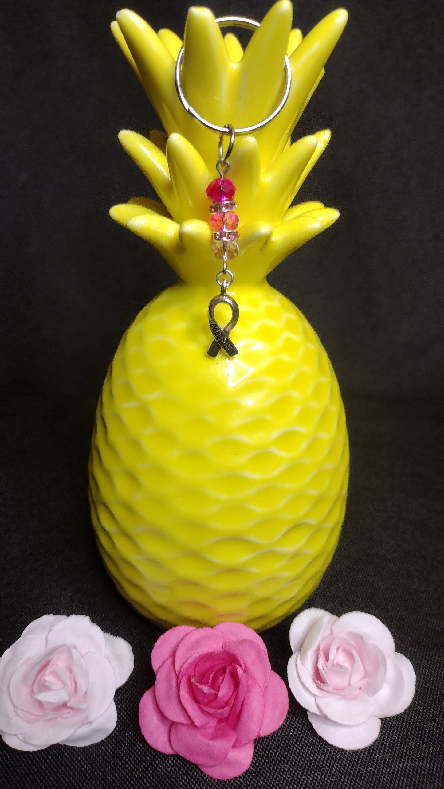 Hope Ribbon Keychain Pretty Pineapple Bead Pretty Pineapple Bead