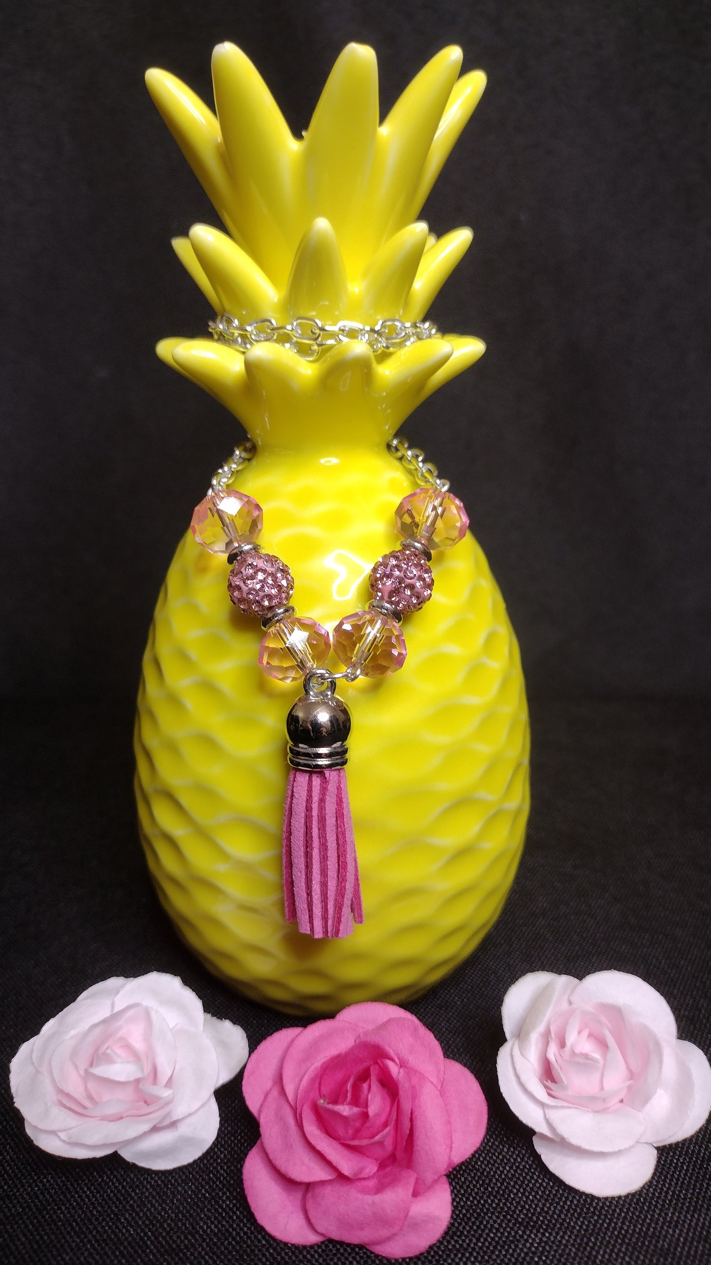 Pink Tassel Necklace Pretty Pineapple Bead Pretty Pineapple Bead
