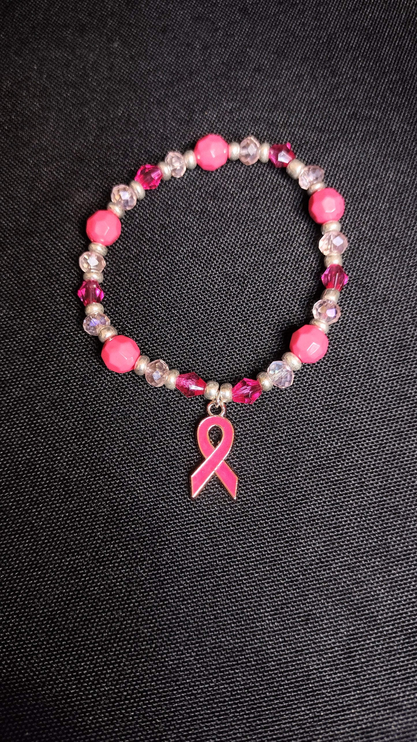 Dark Pink Ribbon Bracelet Pretty Pineapple Bead Pretty Pineapple Bead