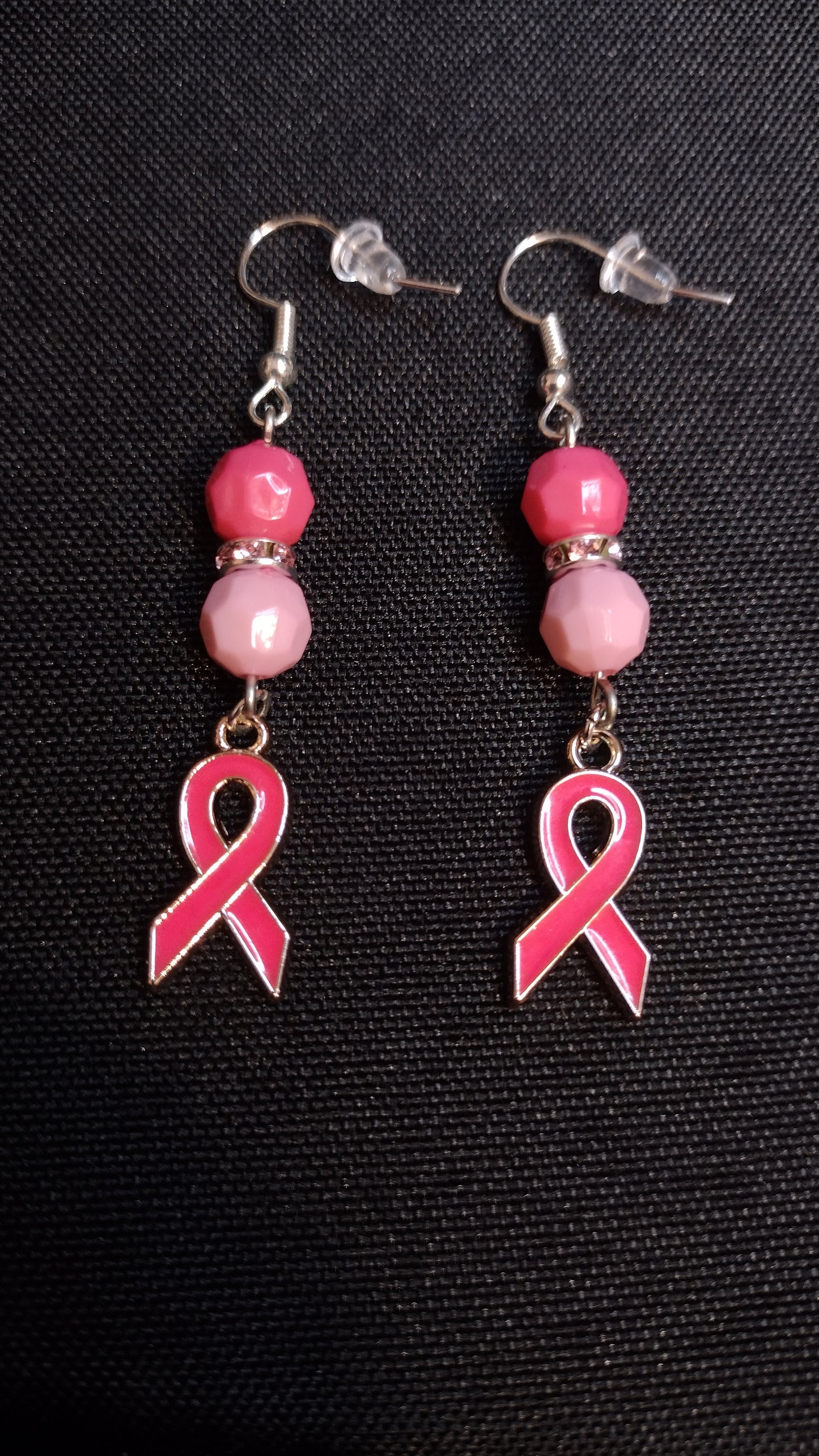 Dark Pink Ribbon Earrings