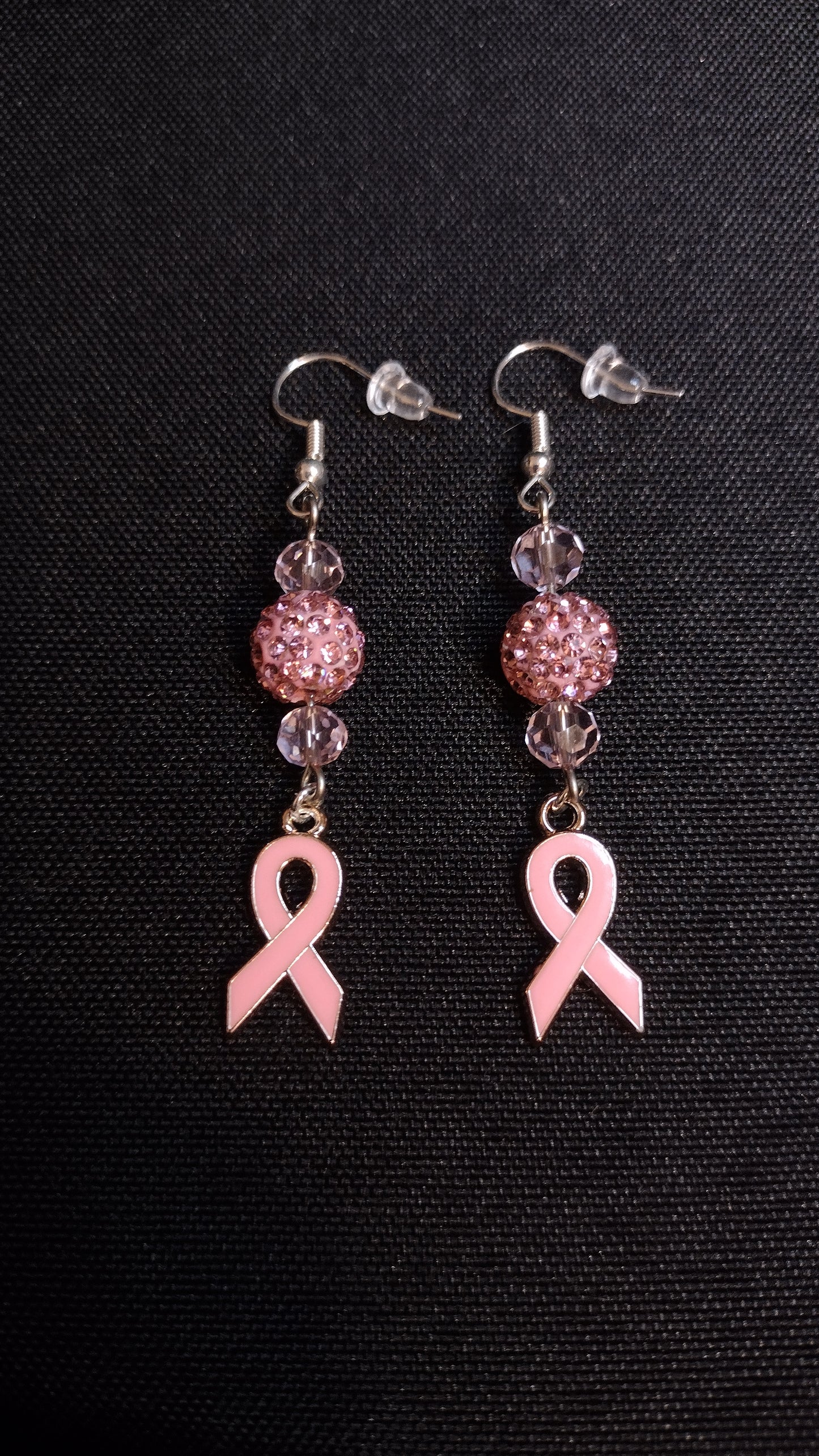 Pastel Pink Ribbon Earrings Pretty Pineapple Bead Pretty Pineapple Bead