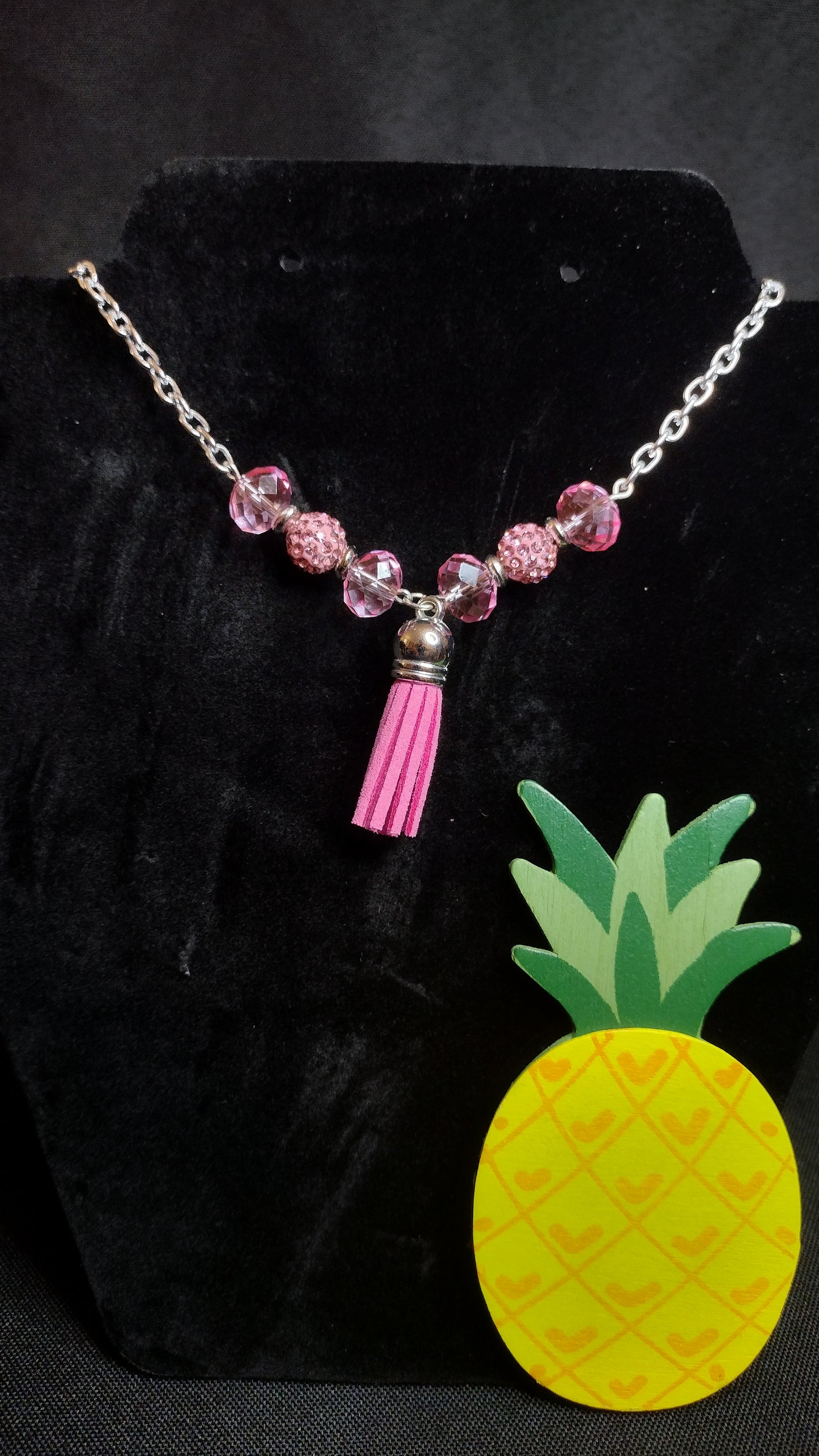 Pink Tassel Necklace Pretty Pineapple Bead Pretty Pineapple Bead