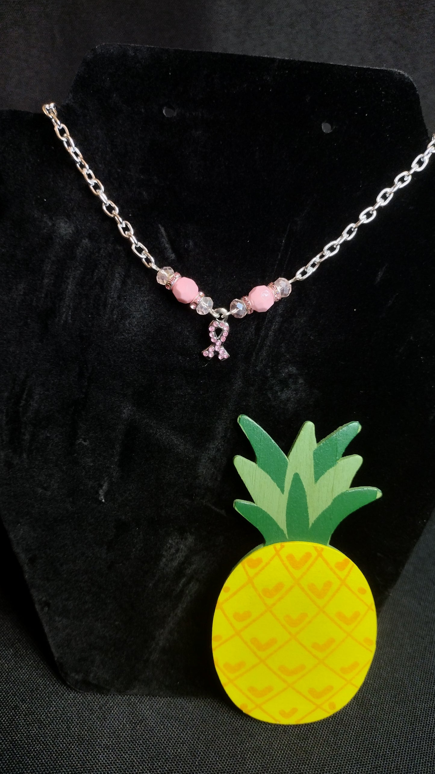Rhinestone Ribbon Necklace Pretty Pineapple Bead Pretty Pineapple Bead