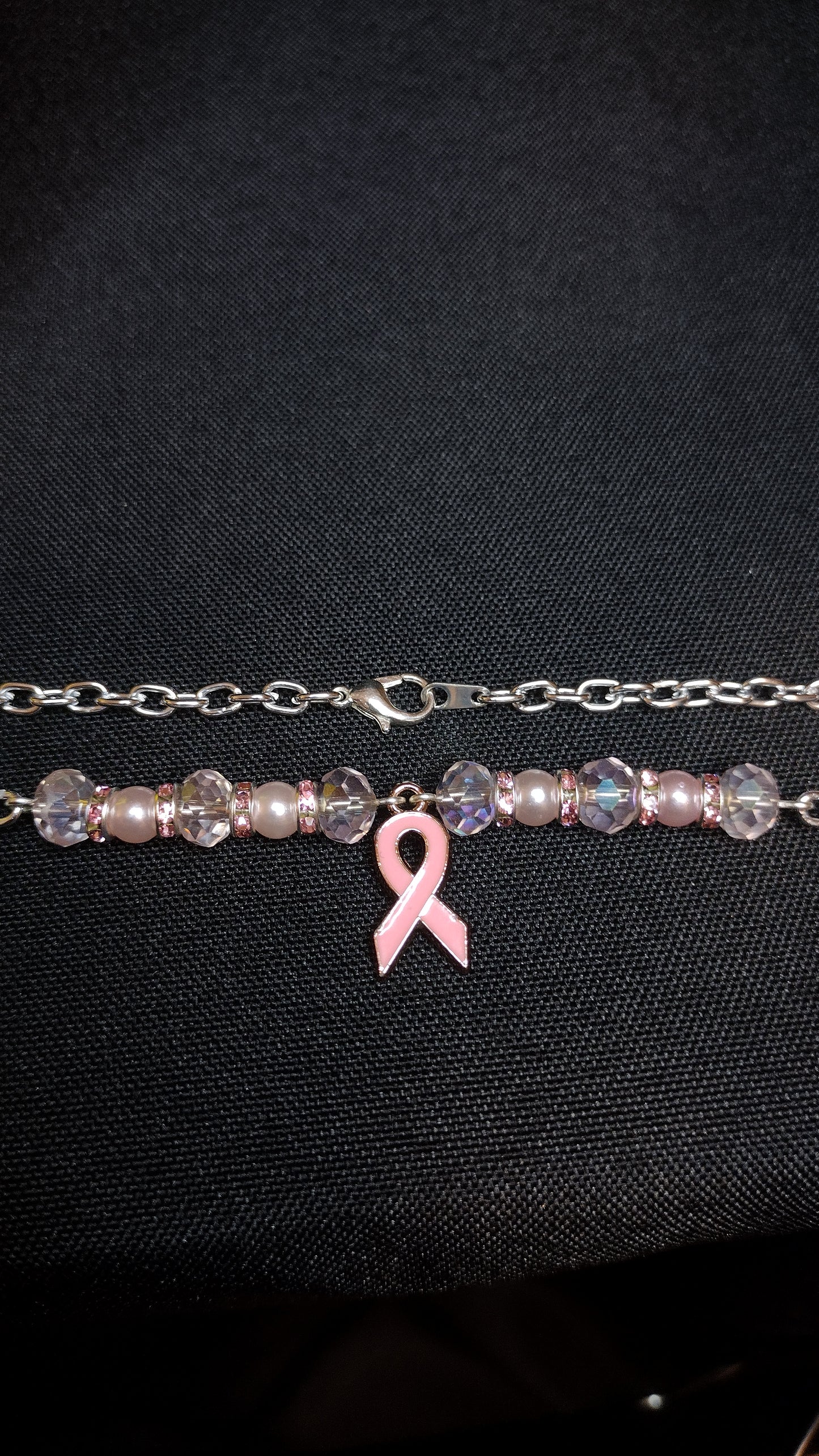 Pastel Pink Ribbon Necklace Pretty Pineapple Bead Pretty Pineapple Bead
