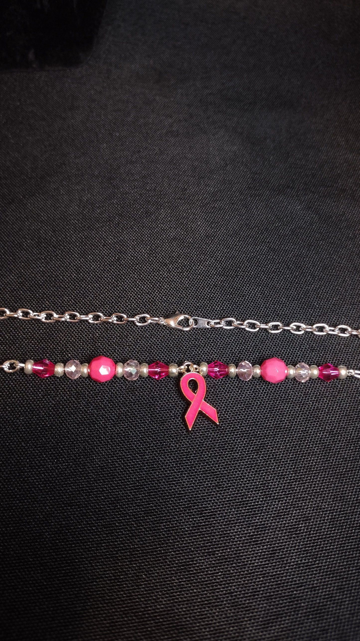 Dark Pink Ribbon Necklace