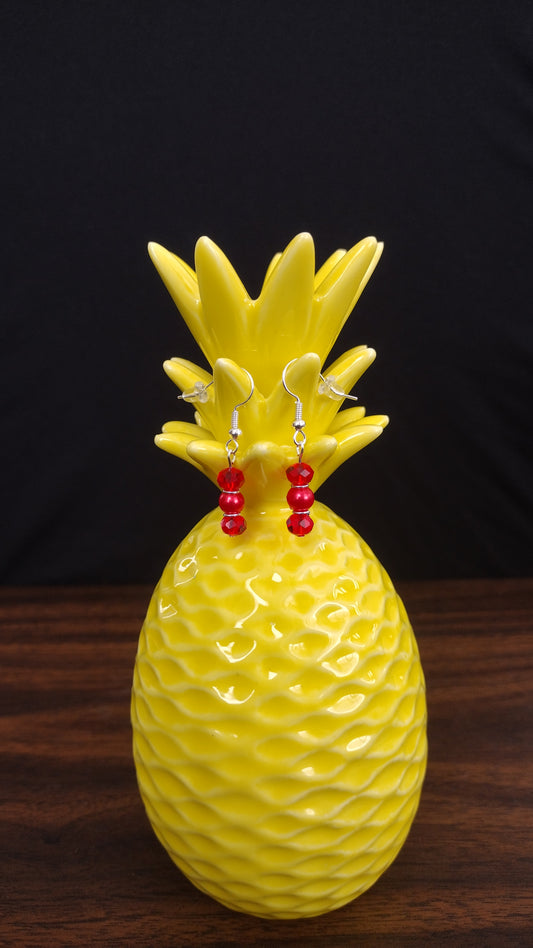 Red Shorty Earrings Pretty Pineapple Bead Pretty Pineapple Bead