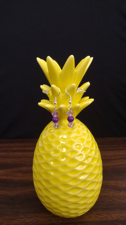 Purple Shorty Earrings Pretty Pineapple Bead Pretty Pineapple Bead