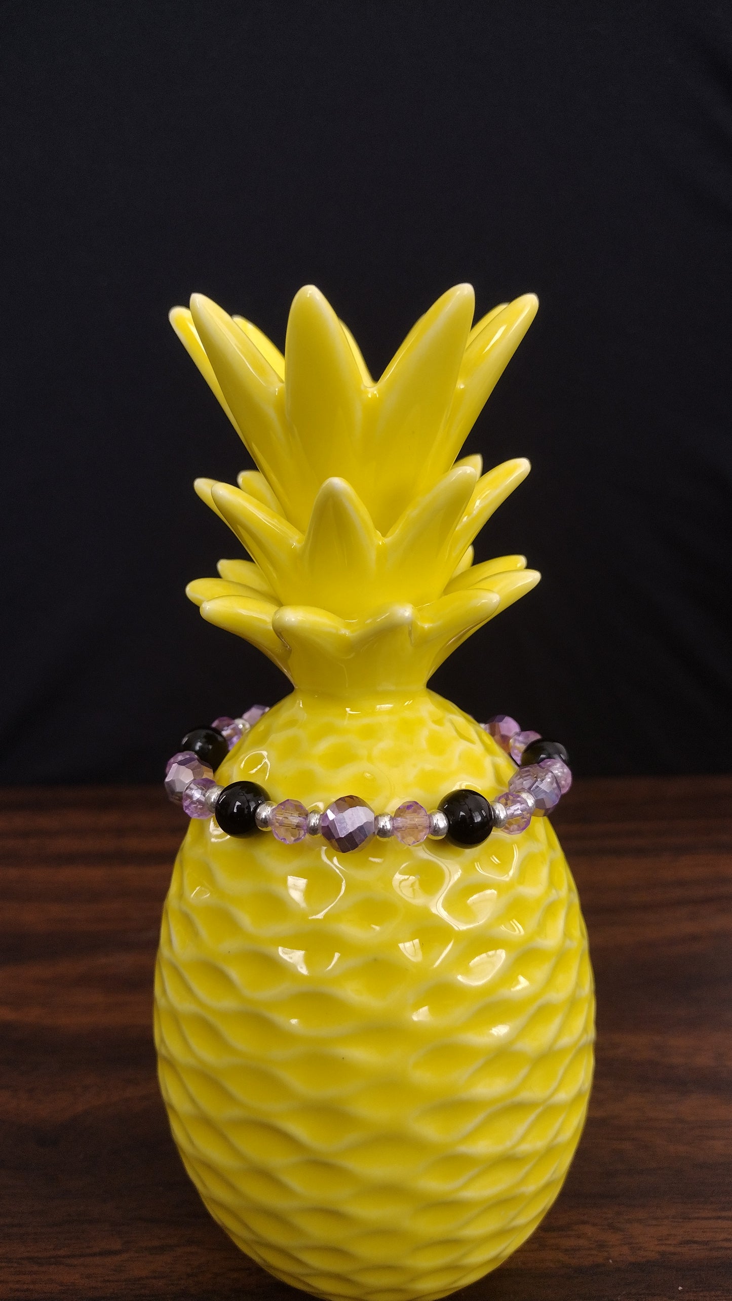 Purple Crystal Stretchy Bracelet Pretty Pineapple Bead Pretty Pineapple Bead