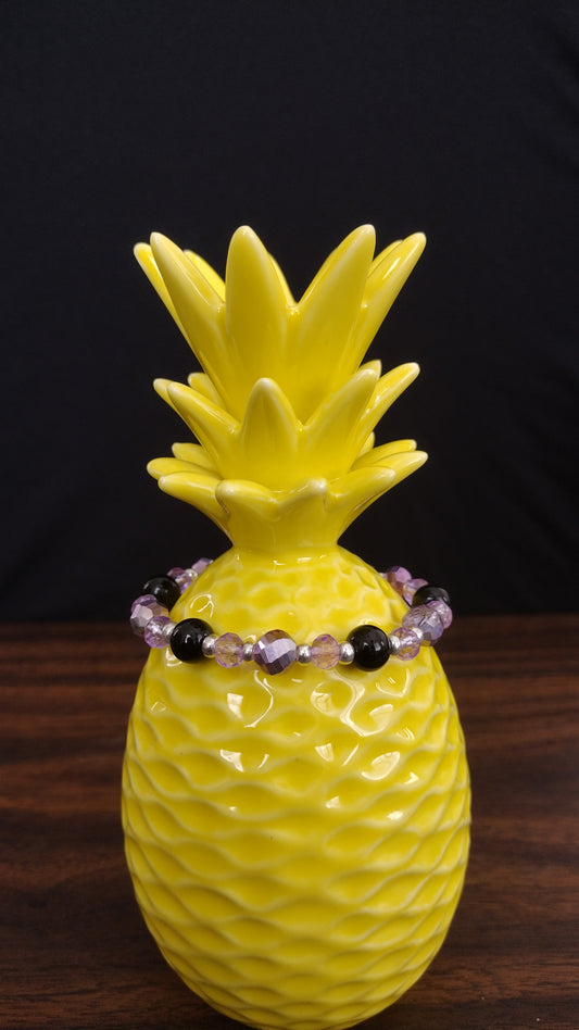 Purple Crystal Stretchy Bracelet Pretty Pineapple Bead Pretty Pineapple Bead