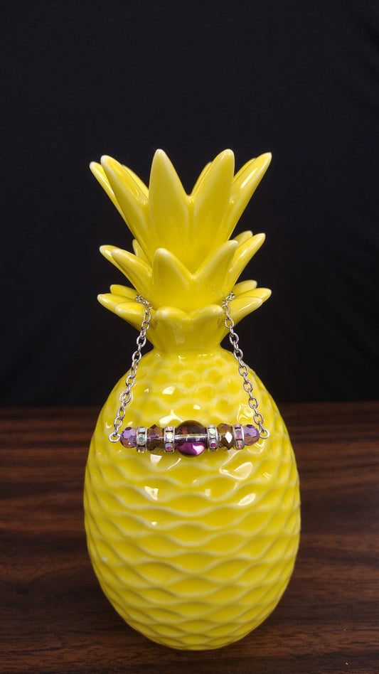 Purple Sparkly Bar Necklace Pretty Pineapple Bead Pretty Pineapple Bead