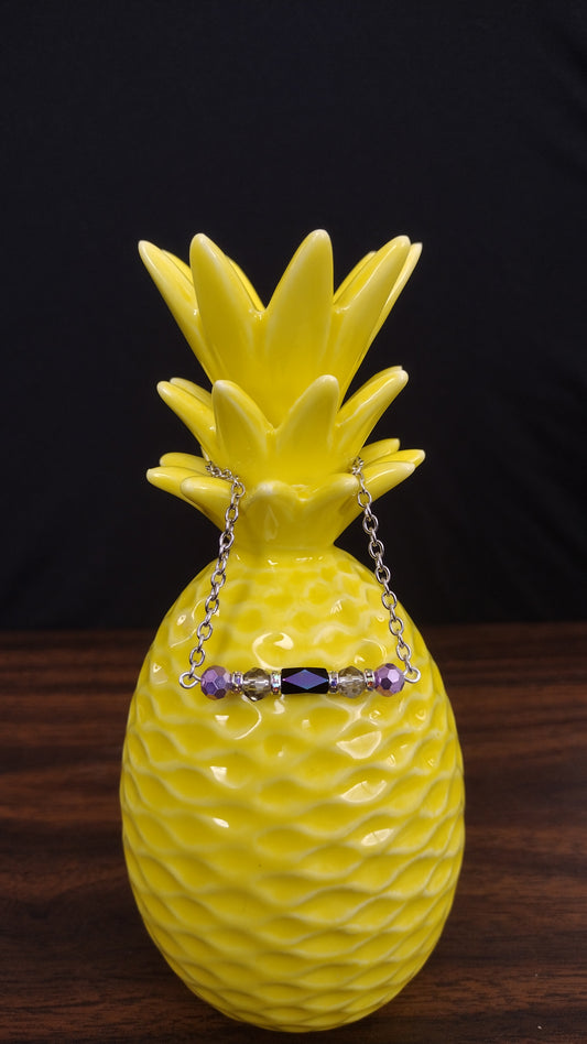 Iridescent Purple Bar Necklace Pretty Pineapple Bead Pretty Pineapple Bead