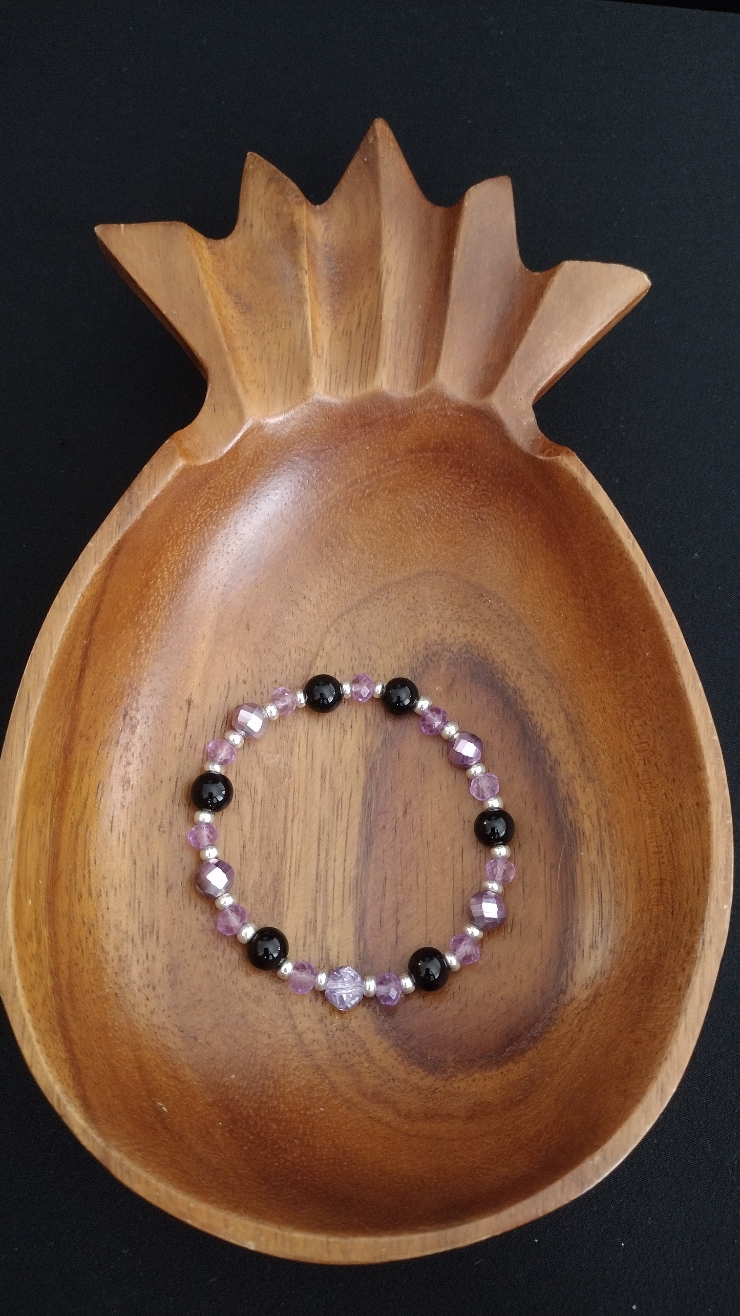 Purple Crystal Stretchy Bracelet Pretty Pineapple Bead Pretty Pineapple Bead