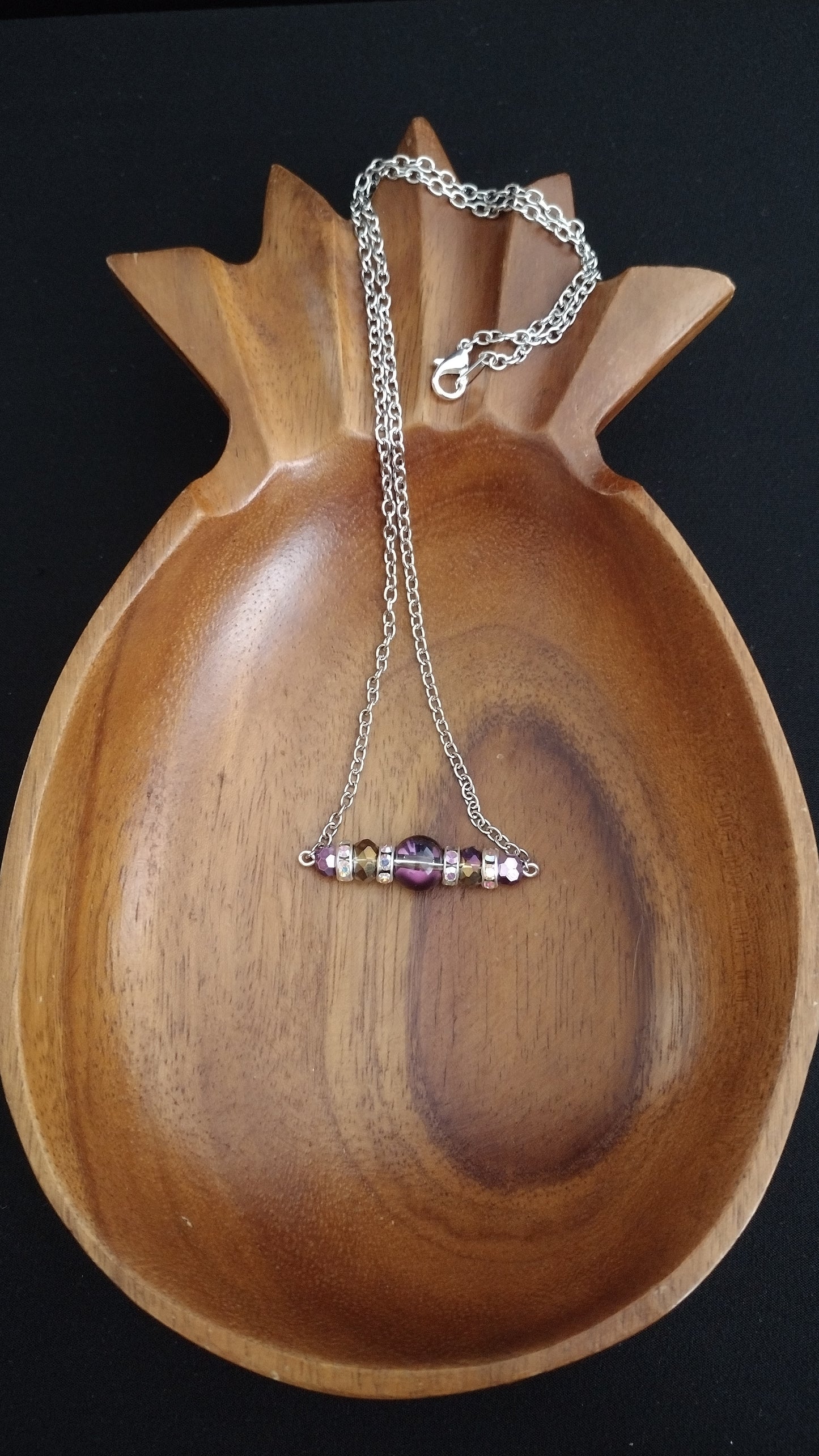 Purple Sparkly Bar Necklace Pretty Pineapple Bead Pretty Pineapple Bead